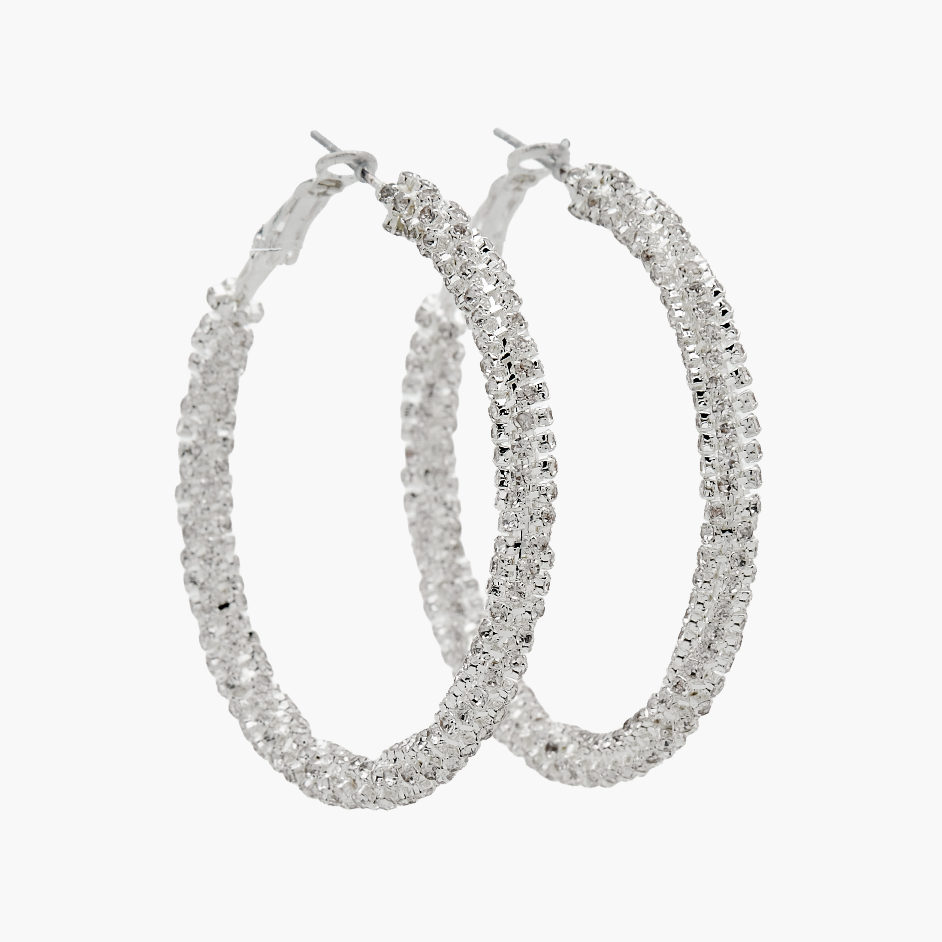 Pack of 2 Silver Tone Embellished Hoop Earrings-women-watchesandjewellery-jewellery-earrings-image-2