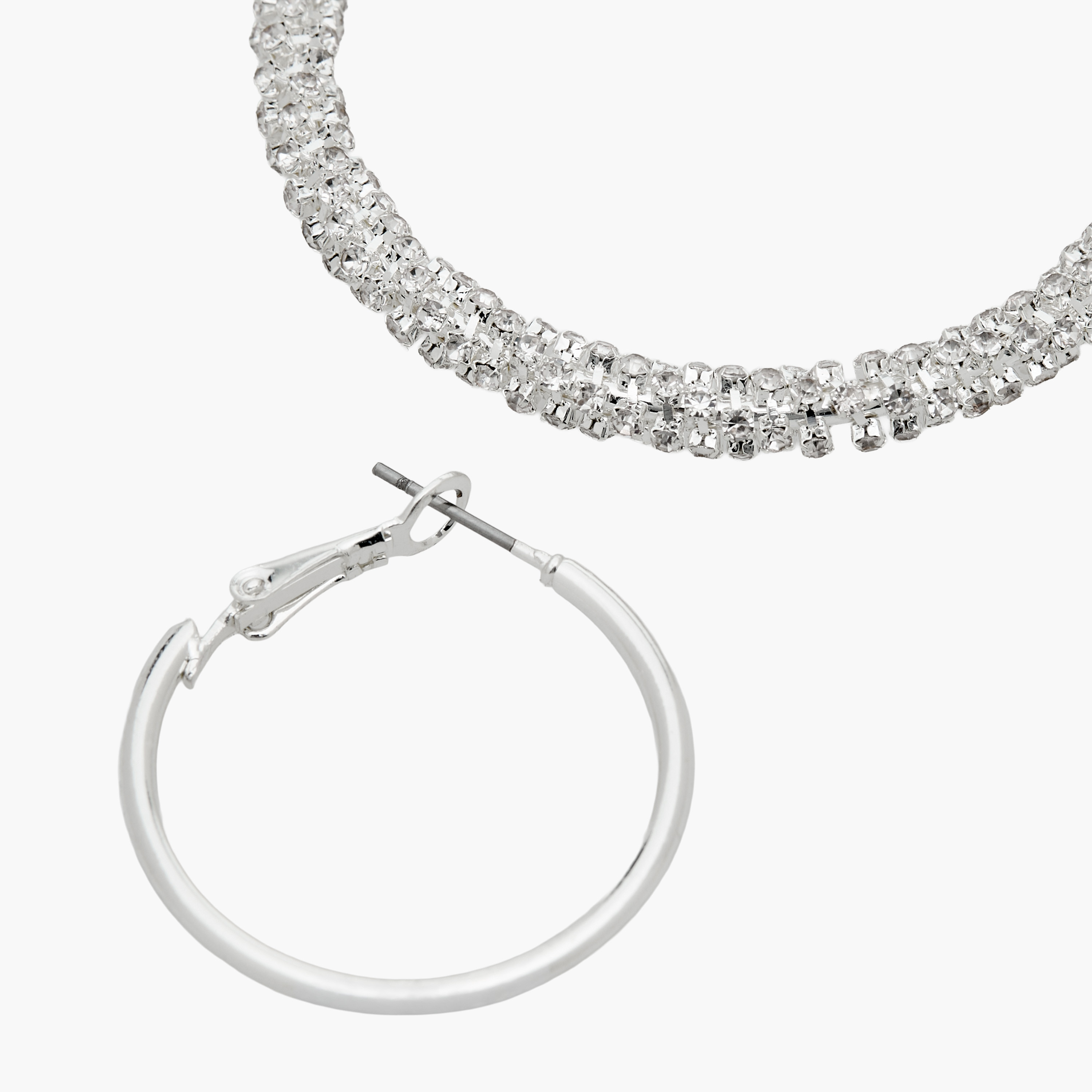 Pack of 2 Silver Tone Embellished Hoop Earrings-women-watchesandjewellery-jewellery-earrings-image-5