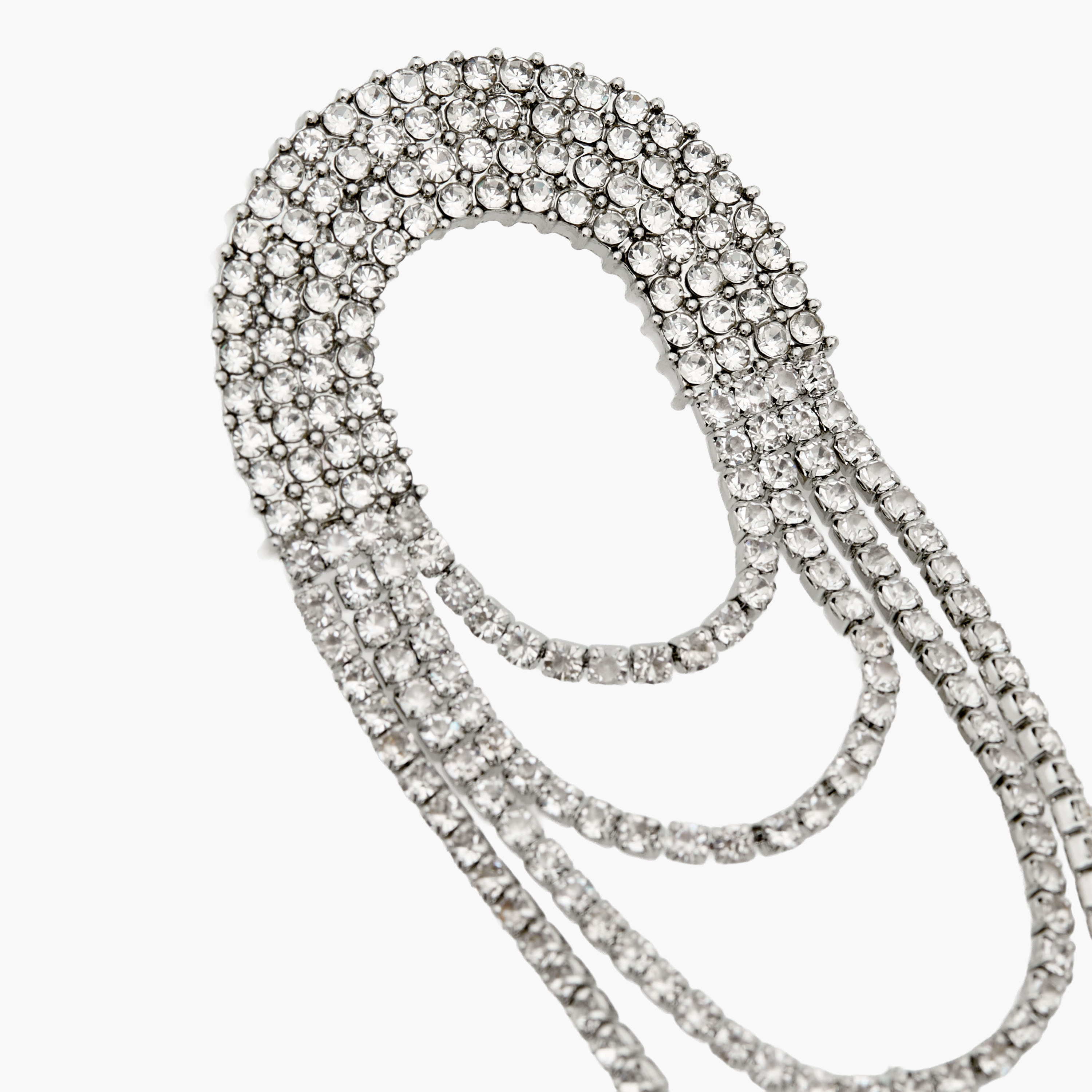 Silver Tone Embellished Drop Earrings with Pushback Closure-women-watchesandjewellery-jewellery-earrings-image-3