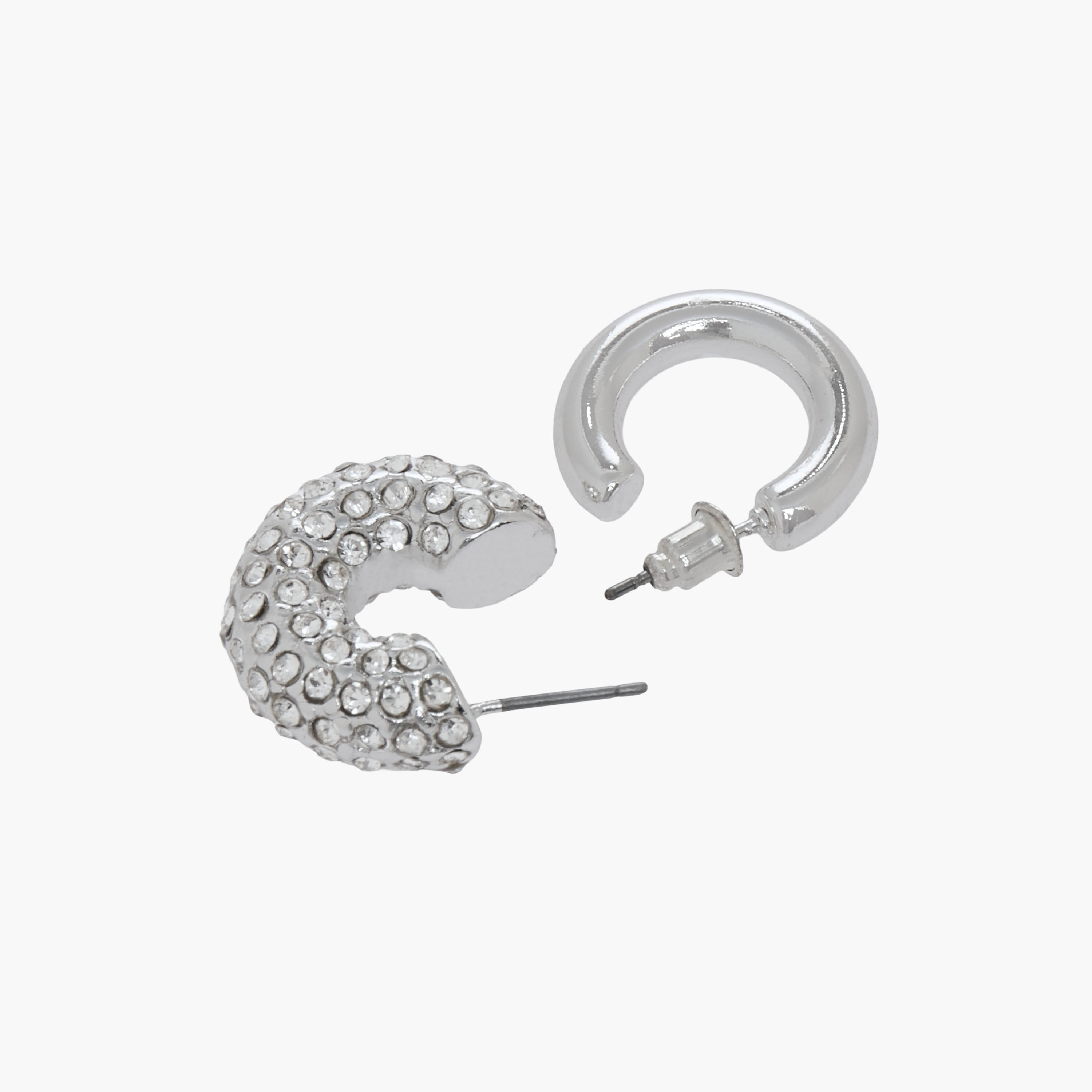 Pack of 2 Silver Tone Hoop Earrings with Pushback Closure-women-watchesandjewellery-jewellery-earrings-image-5