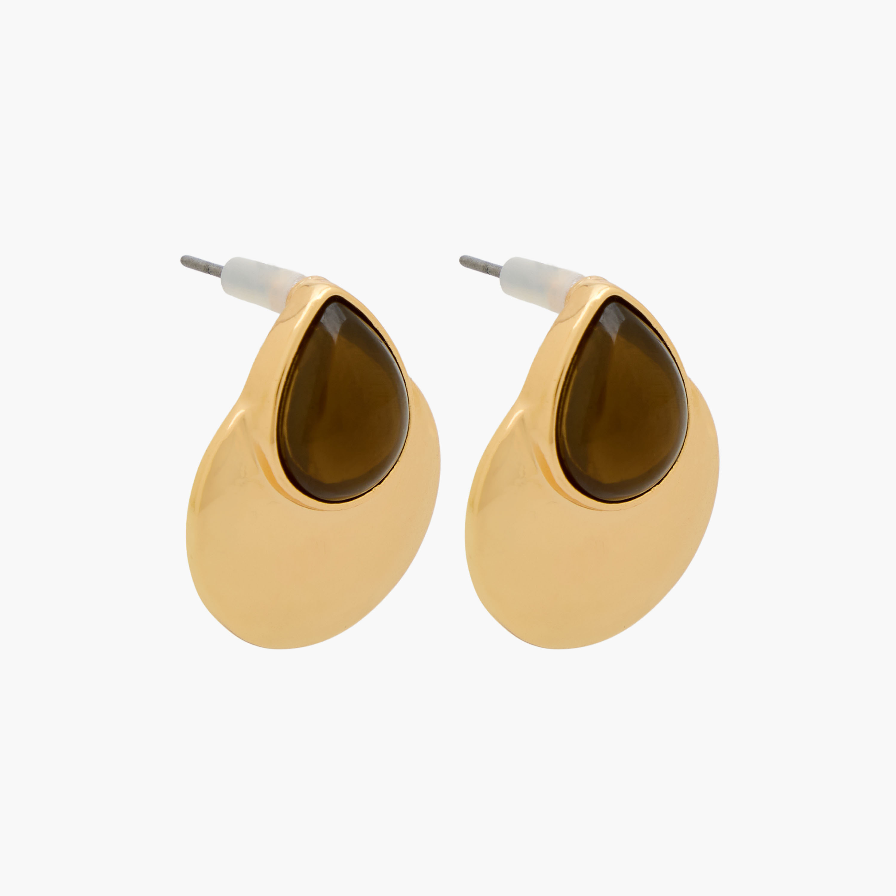 Pack of 2 Gold Finish Resin Detail Stud Earrings with Pushback Closure-women-watchesandjewellery-jewellery-earrings-image-4