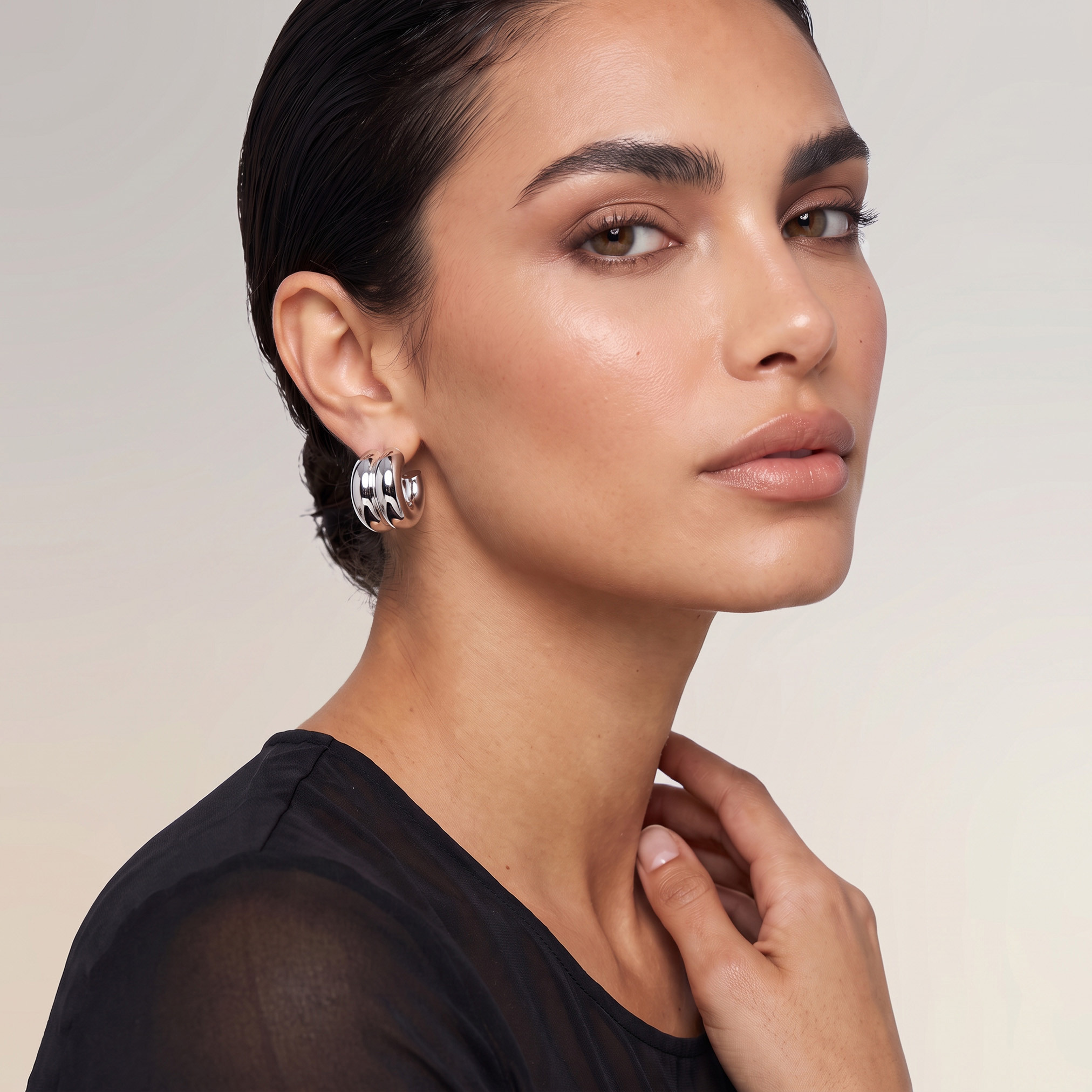 Pack of 3 Silver Tone Assorted Earrings with Pushback Closure-women-watchesandjewellery-jewellery-earrings-image-2