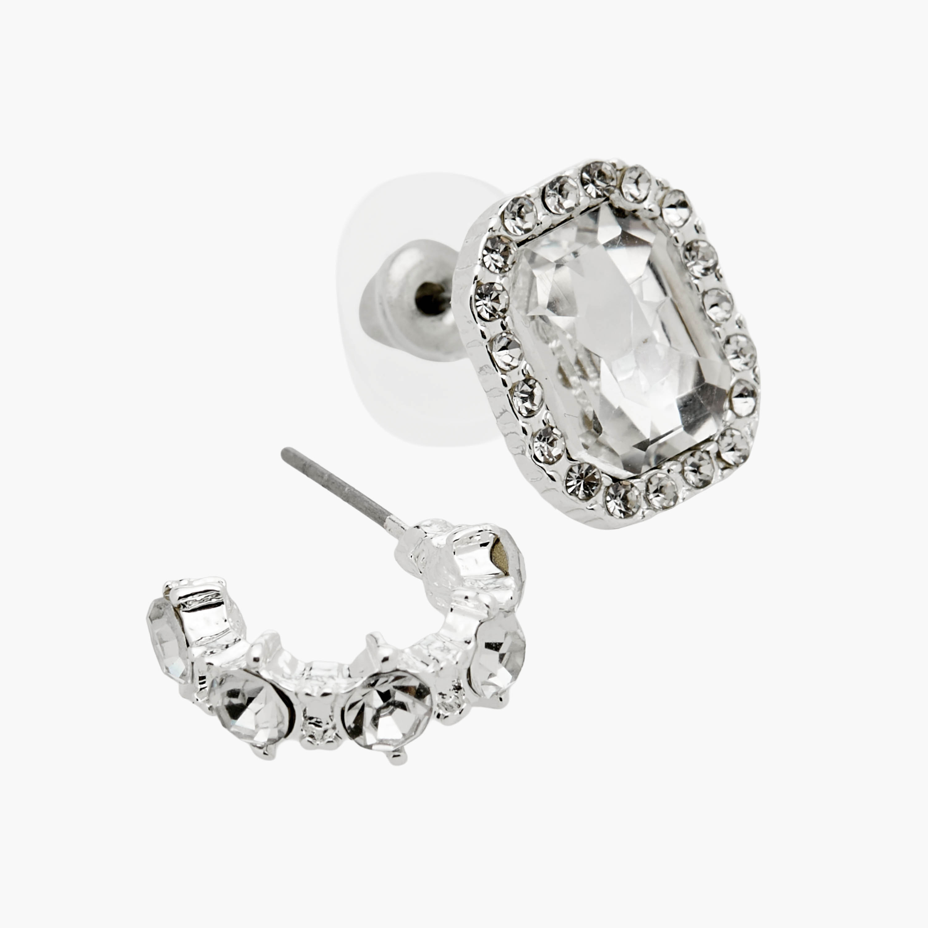 Pack of 3 Silver Tone Embellished Earrings with Pushback Closure-women-watchesandjewellery-jewellery-earrings-image-6