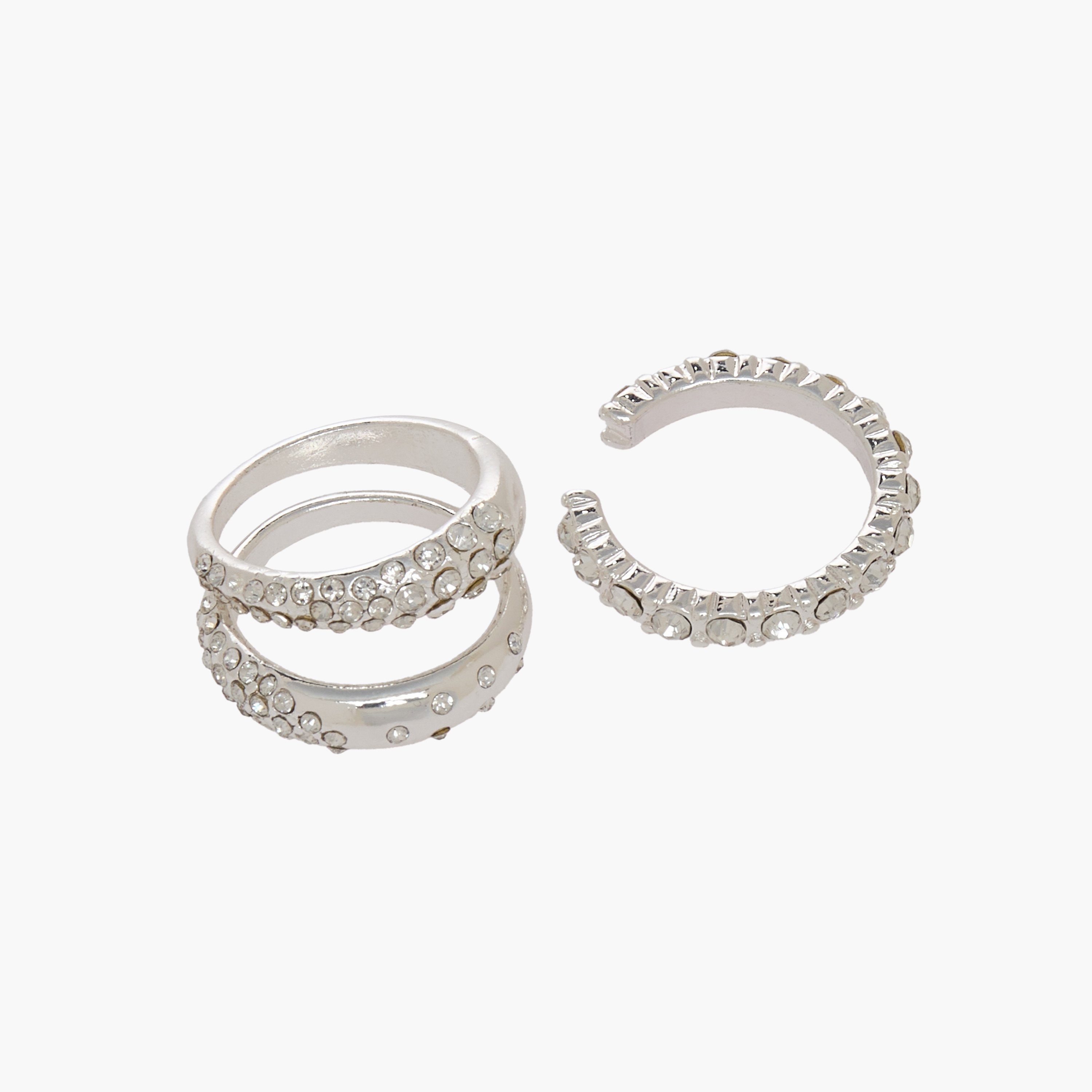 طقم خواتم فضية مزينة من 3 قطع-women-watchesandjewellery-jewellery-rings-image-3