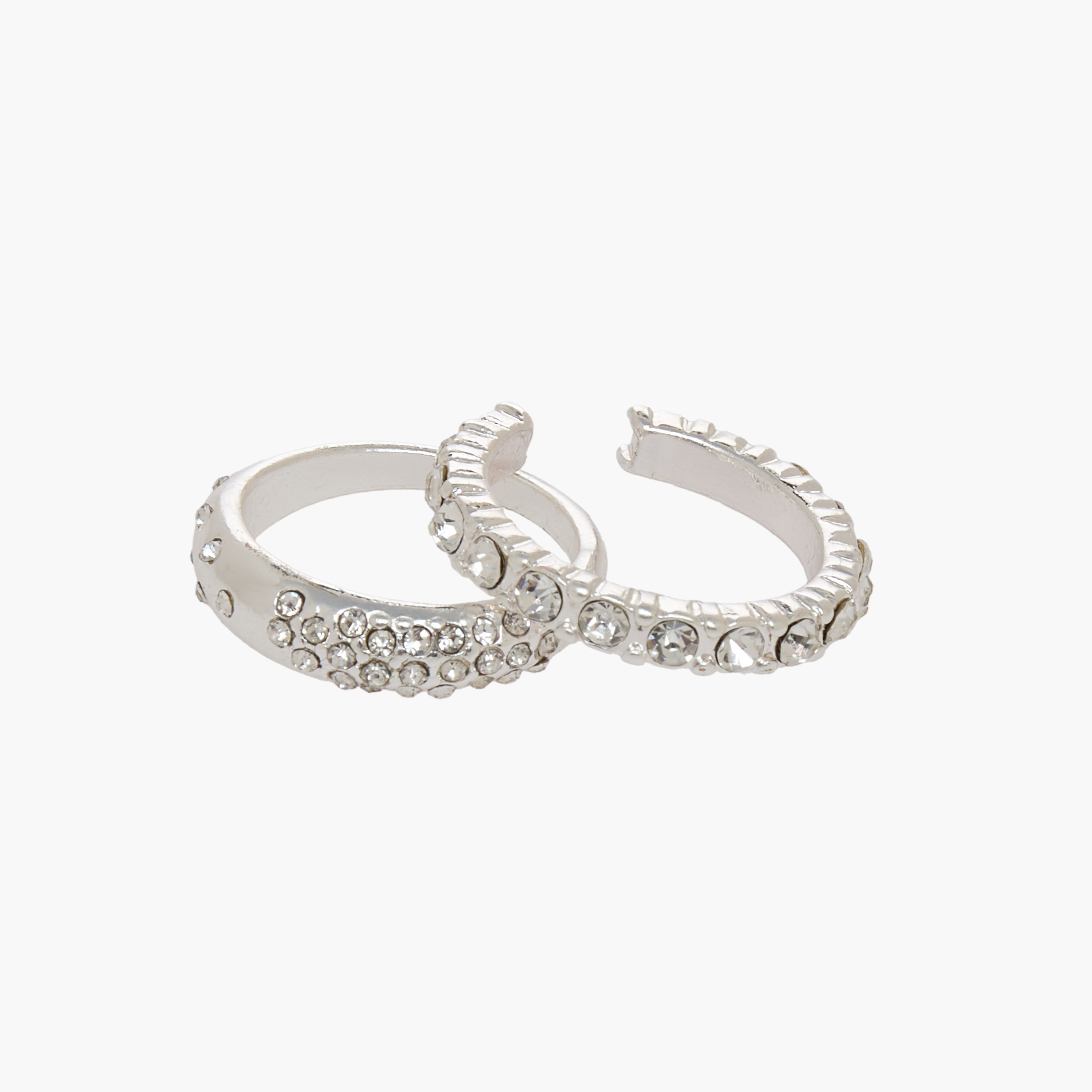 طقم خواتم فضية مزينة من 3 قطع-women-watchesandjewellery-jewellery-rings-image-4