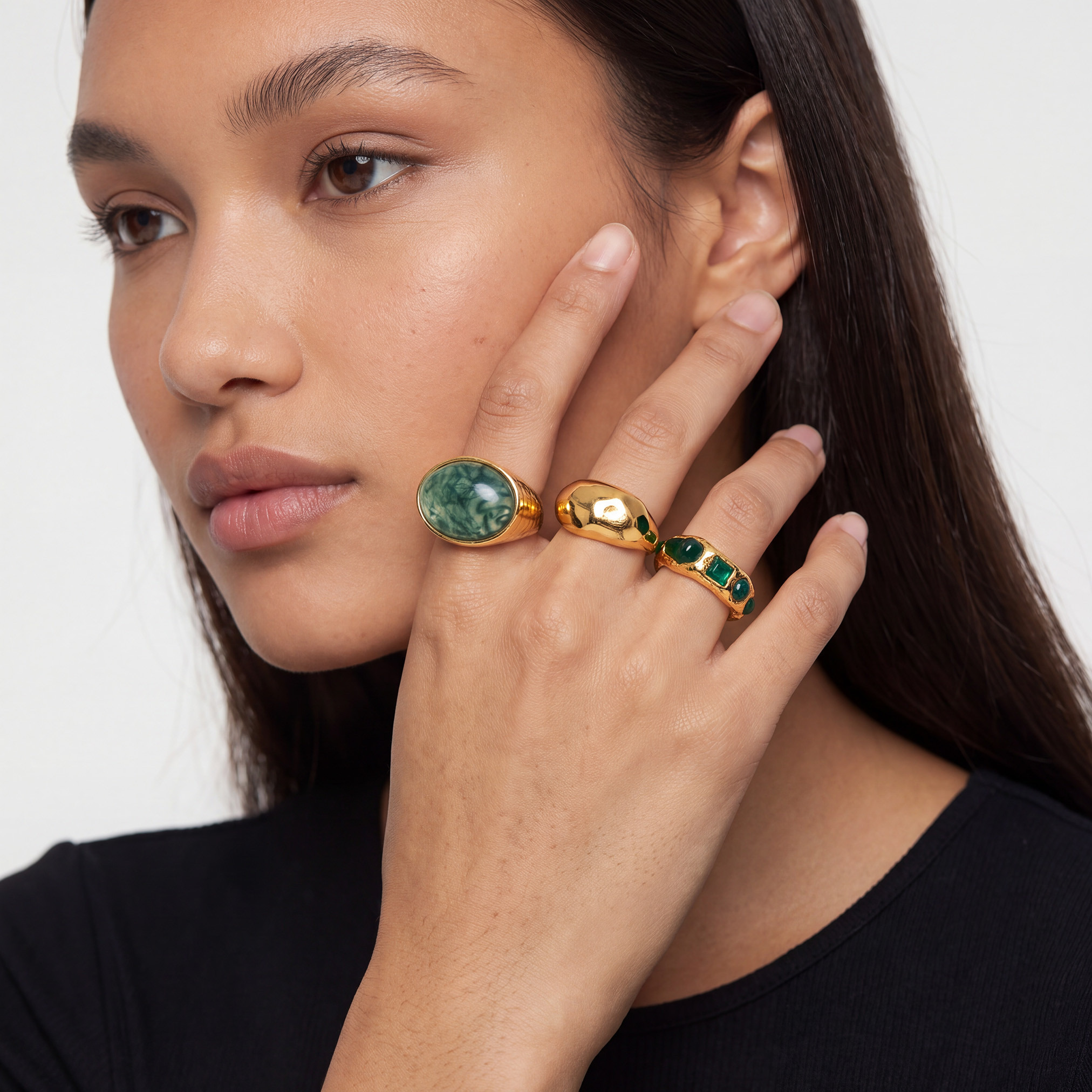 طقم خواتم معدن مزينة 3 قطع-women-watchesandjewellery-jewellery-rings-image-2