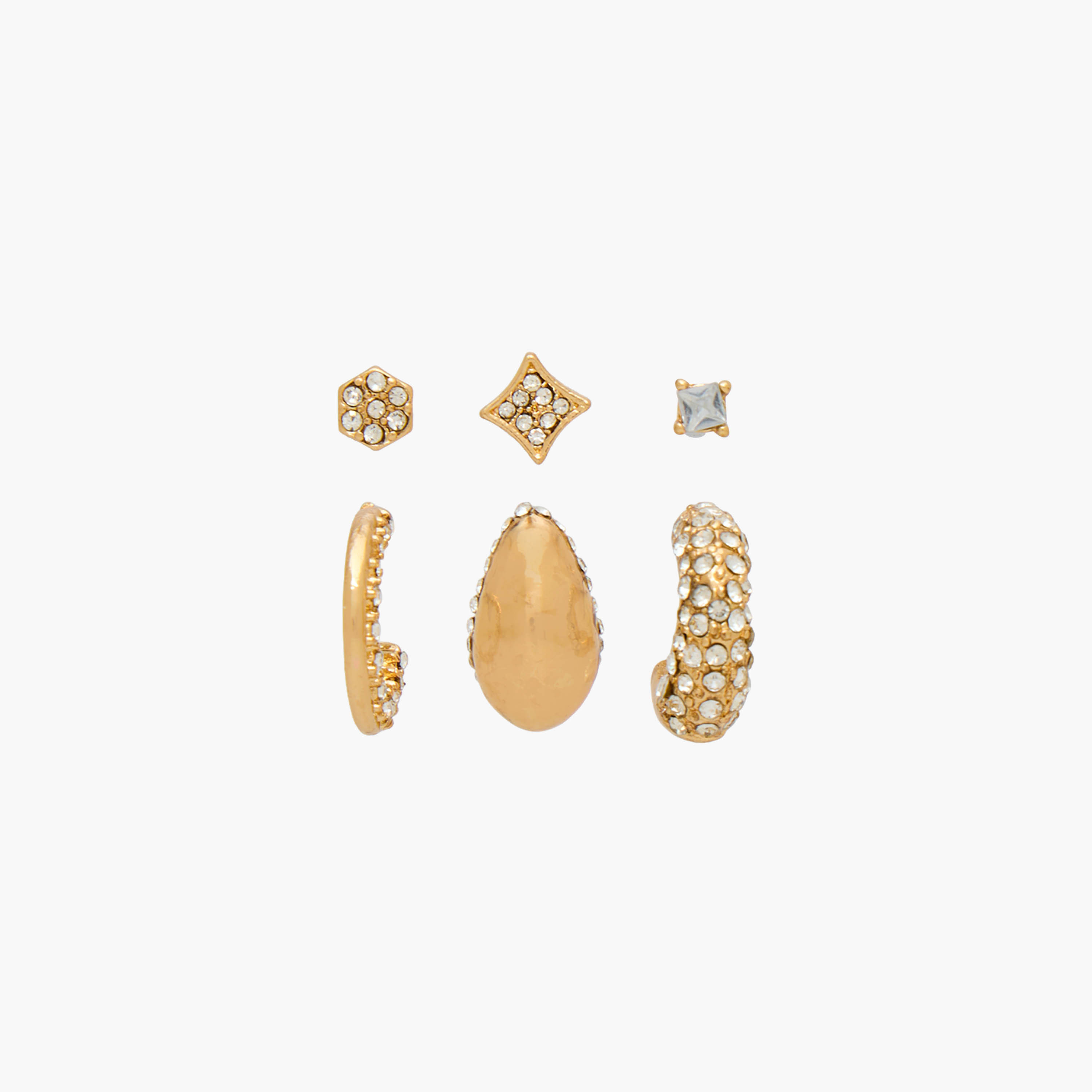 Pack of 6 Gold Tone Embellished Earrings with Pushback Closure-women-watchesandjewellery-jewellery-earrings-image-4