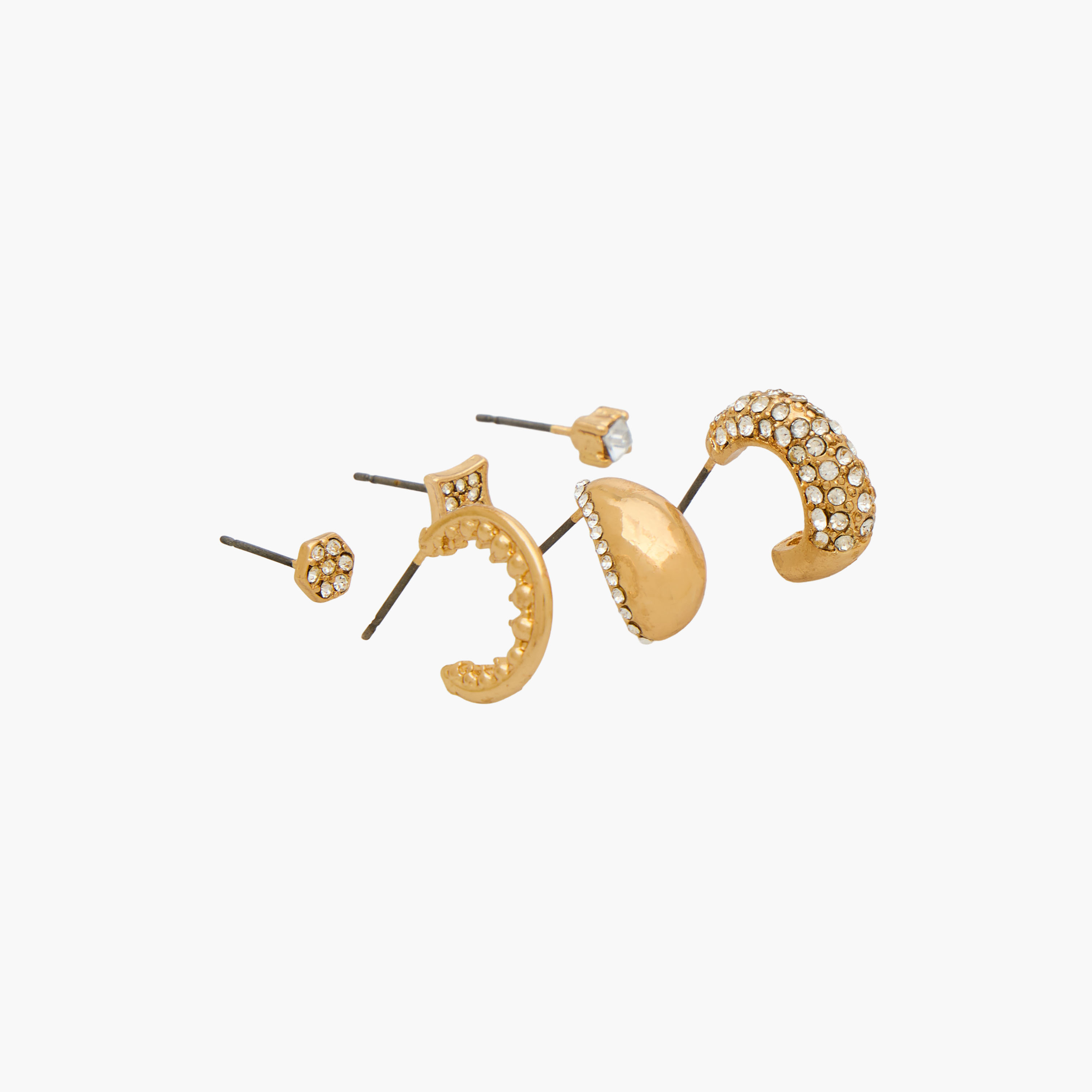 Pack of 6 Gold Tone Embellished Earrings with Pushback Closure-women-watchesandjewellery-jewellery-earrings-image-5