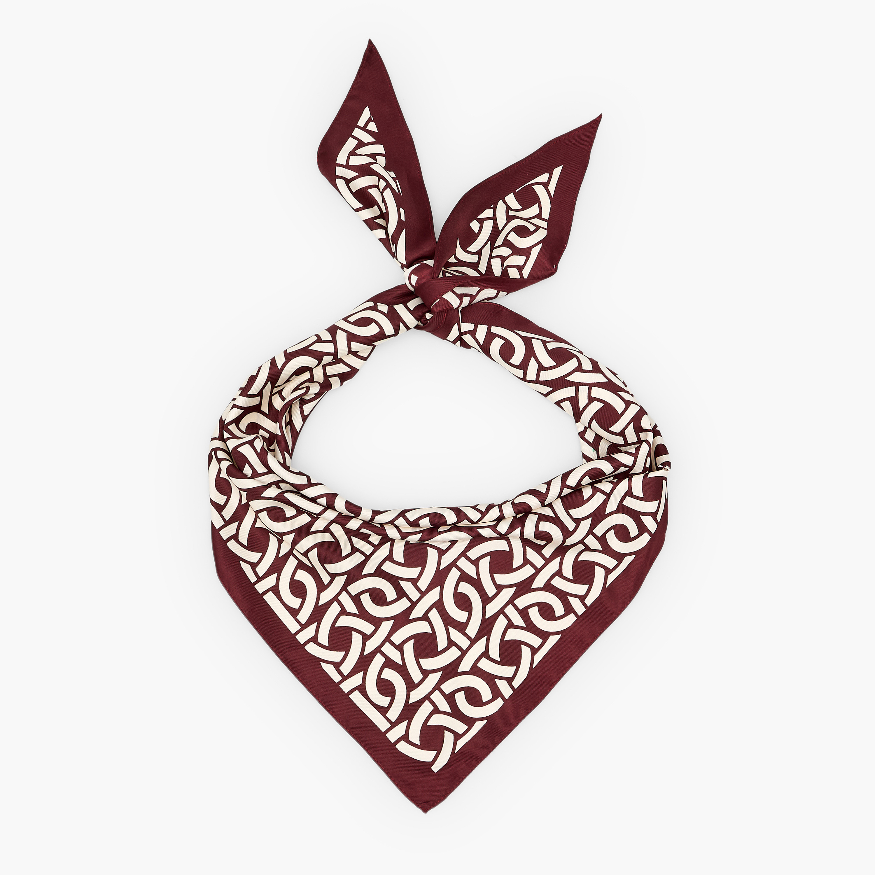 Triangular Scarf Satin Chain-Link Print-women-clothingaccessories-scarves-image-1