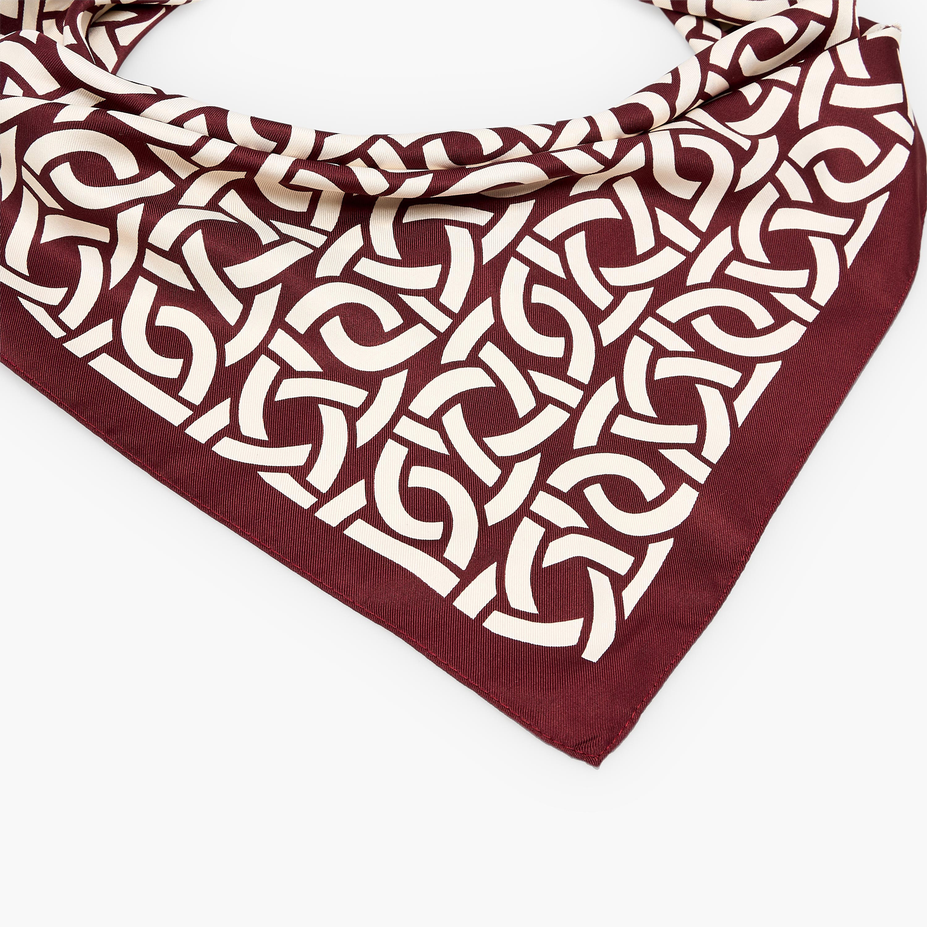 Triangular Scarf Satin Chain-Link Print-women-clothingaccessories-scarves-image-4