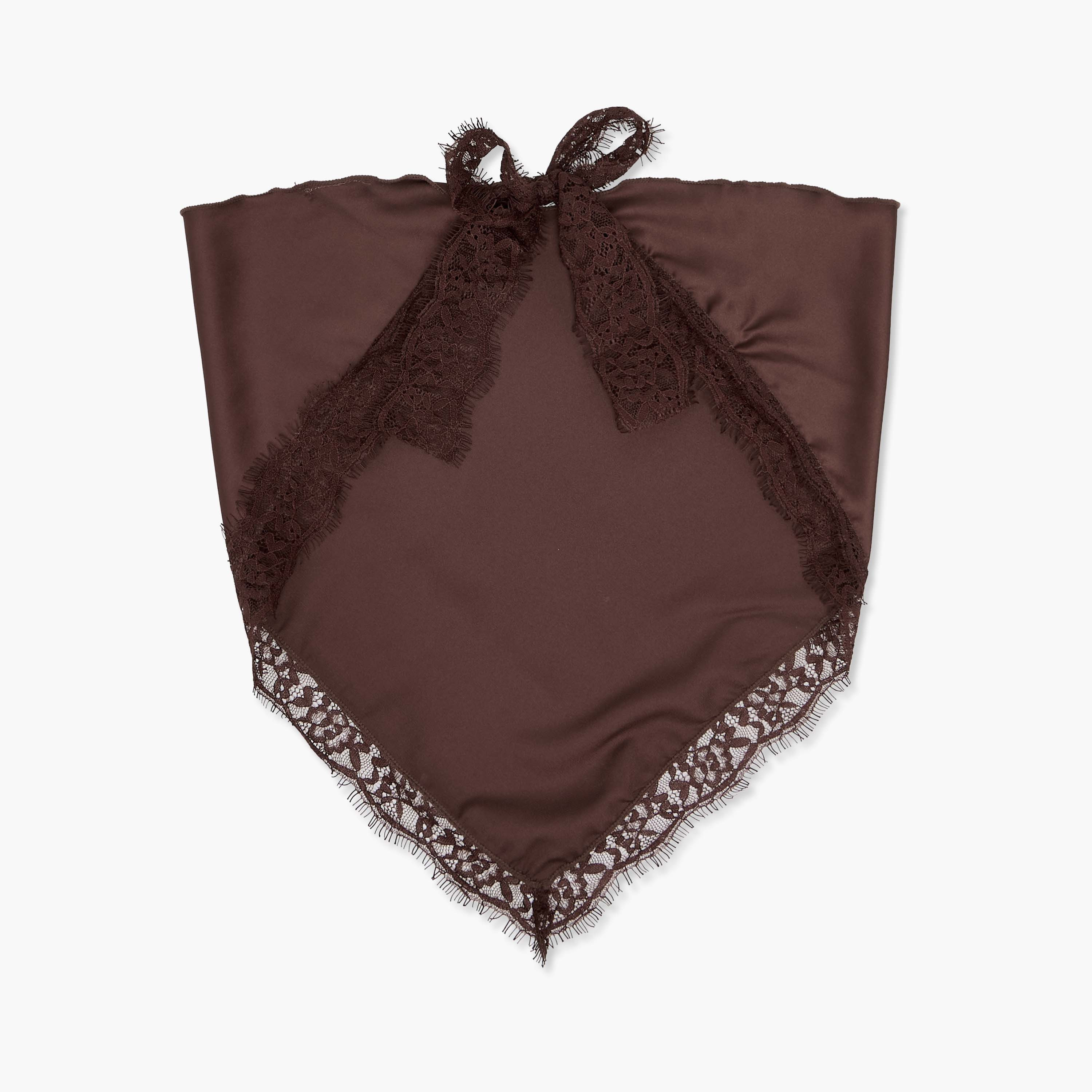 وشاح بني ساتان مثلث بتفاصيل دانتيل-women-clothingaccessories-scarves-image-2