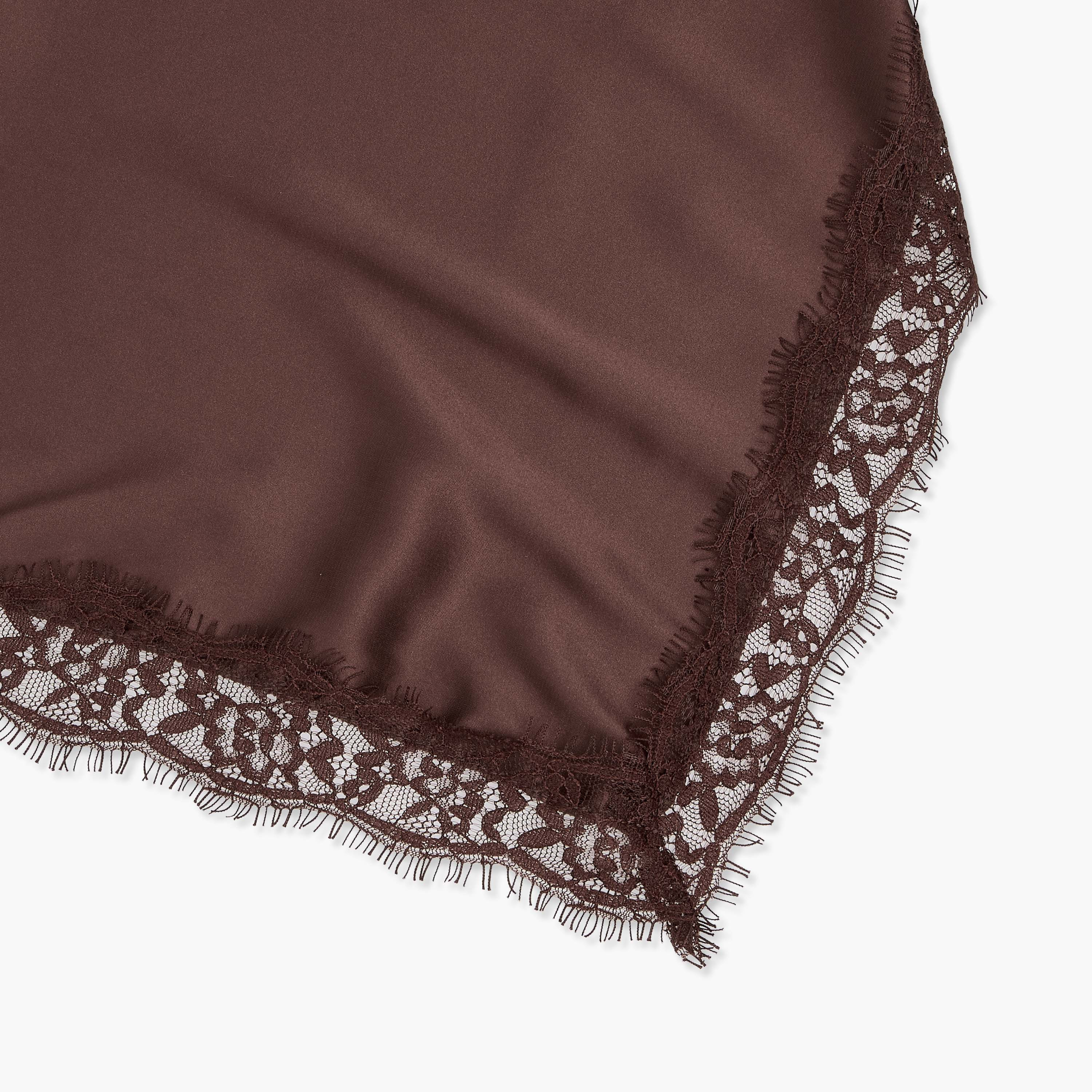 وشاح بني ساتان مثلث بتفاصيل دانتيل-women-clothingaccessories-scarves-image-4