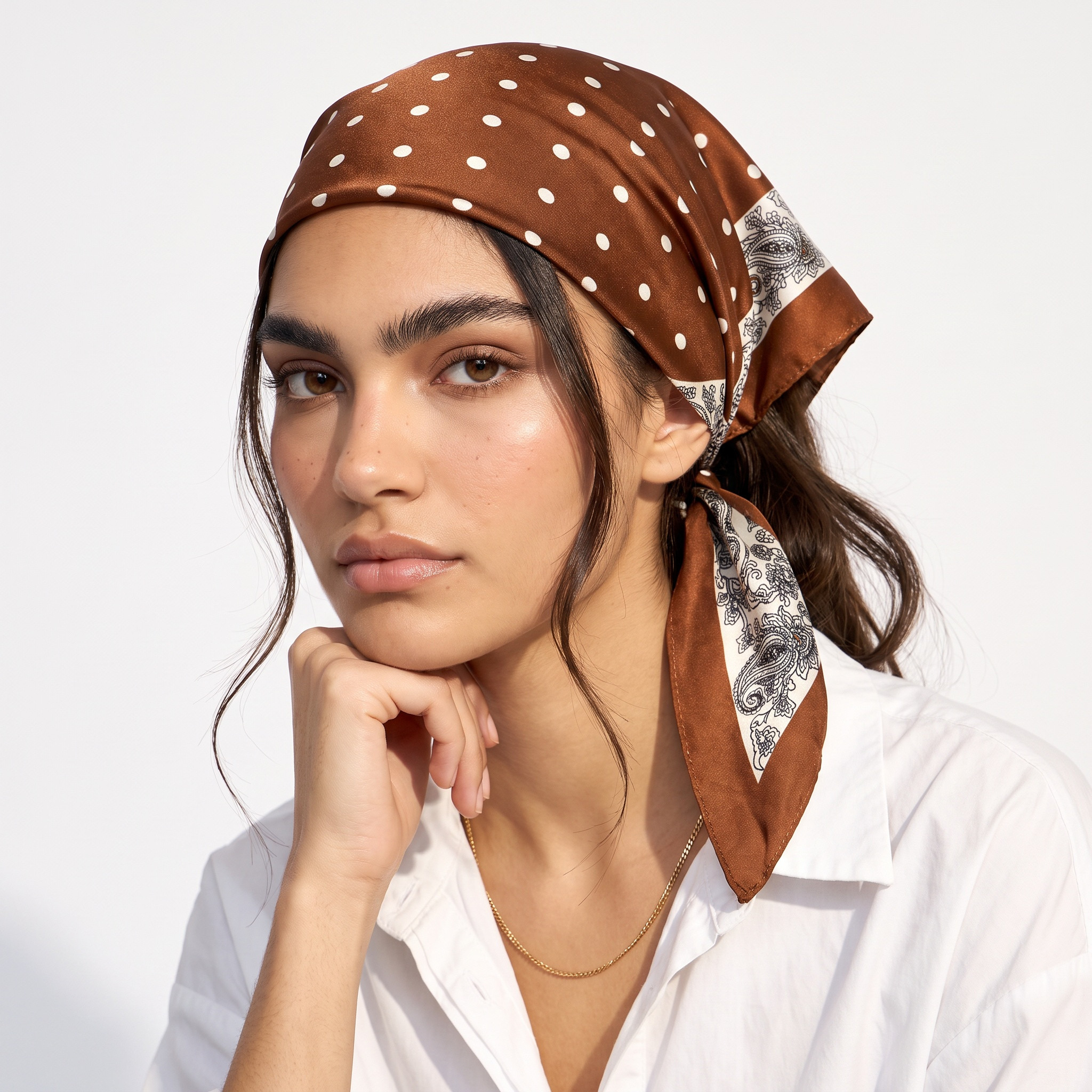 Triangular Scarf Satin Polka Dot Print-women-clothingaccessories-scarves-image-2