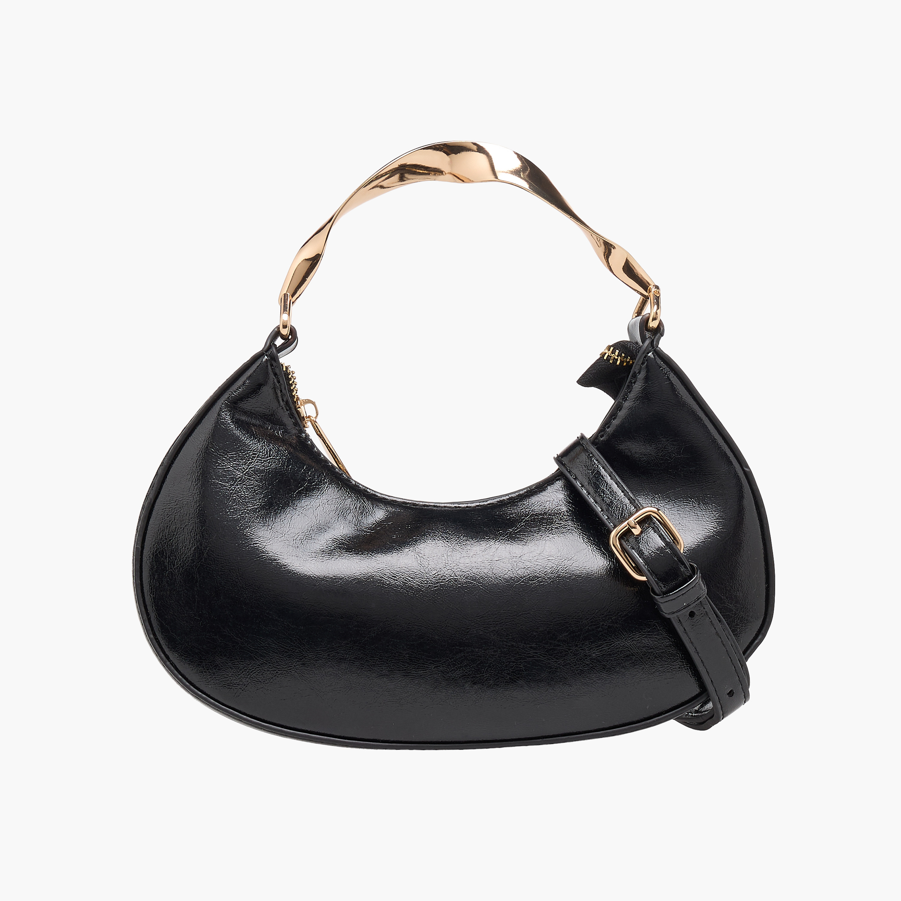 حقيبة كلاتش بارزة الملمس بمقبض معدني ملتف-women-bagsandwallets-handbags-image-1
