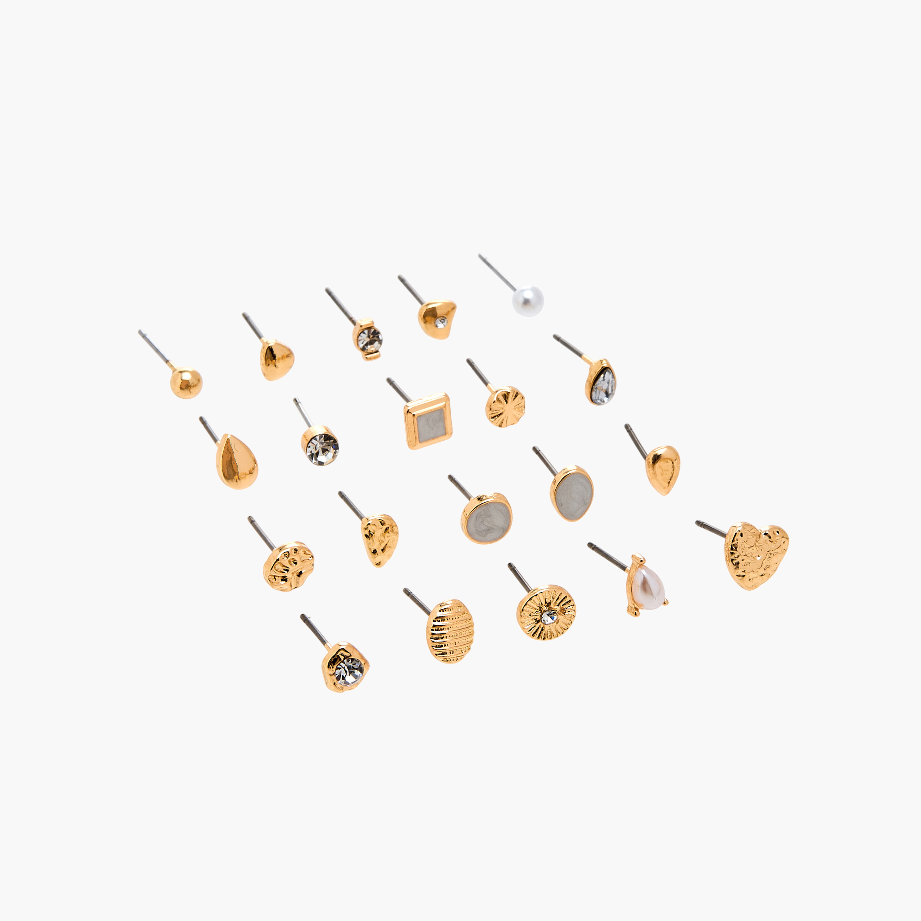 Pack of 20 Gold Tone Assorted Stud Earrings with Pushback Closure-women-watchesandjewellery-jewellery-earrings-image-3