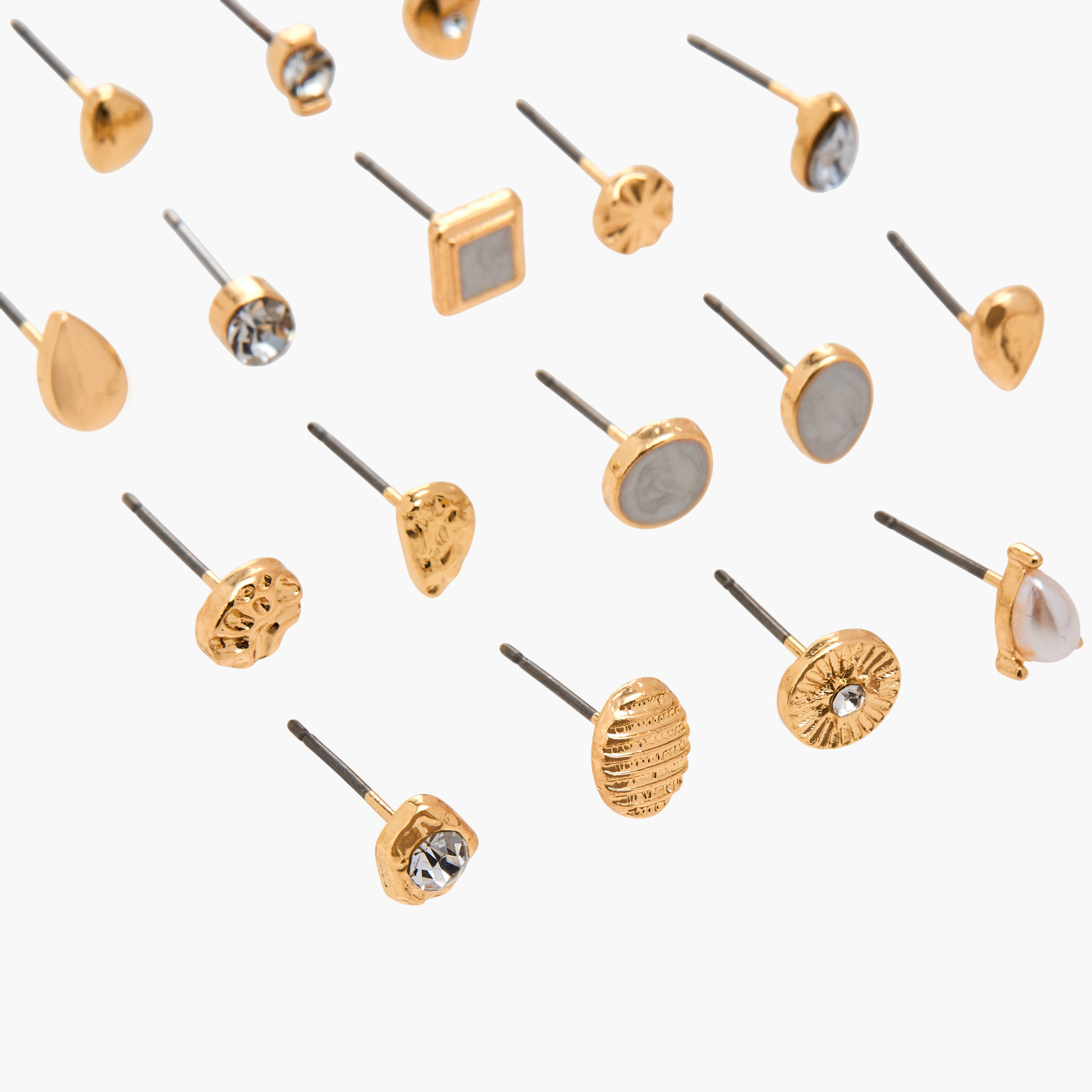 Pack of 20 Gold Tone Assorted Stud Earrings with Pushback Closure-women-watchesandjewellery-jewellery-earrings-image-4