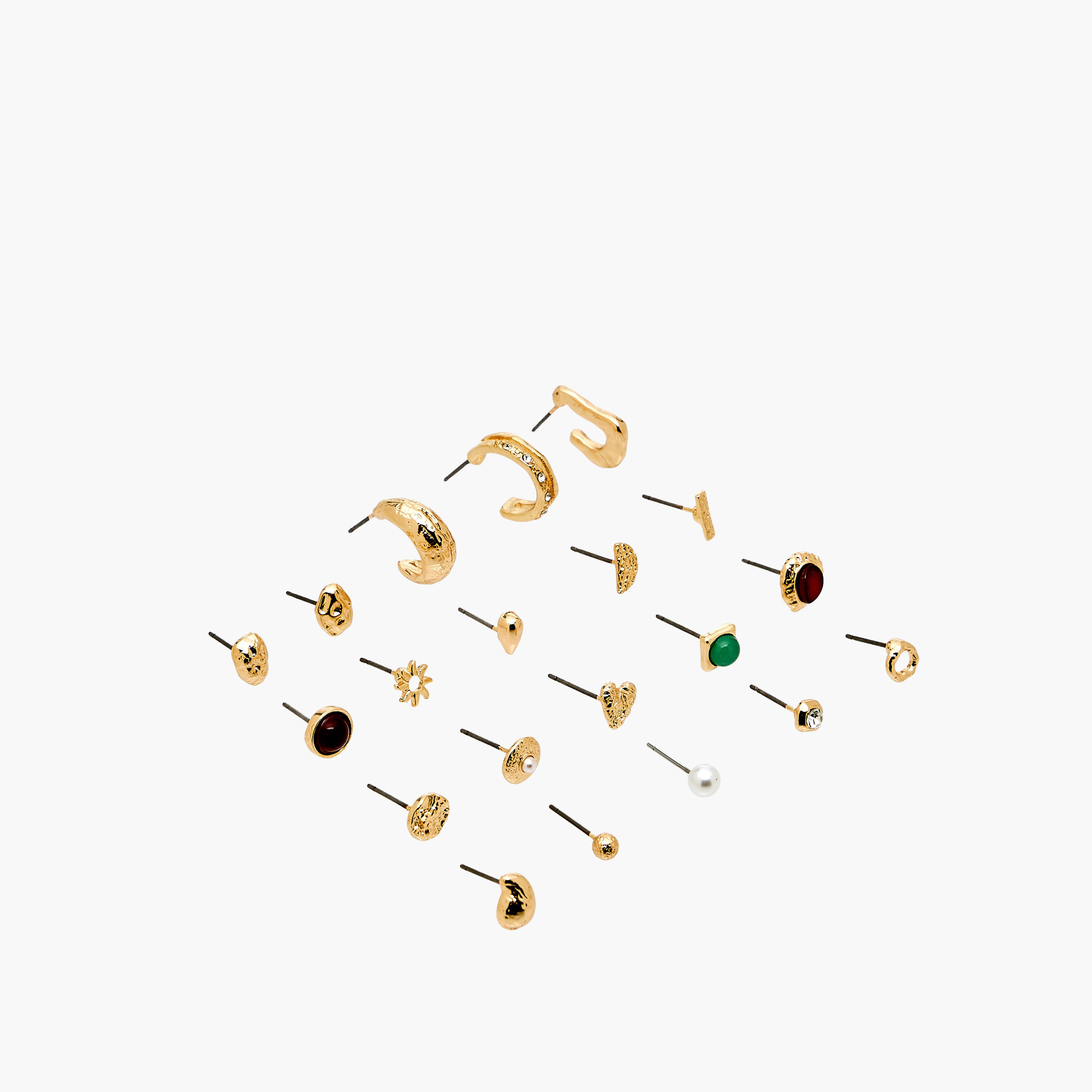 Pack of 20 Gold Tone Assorted Stud Earrings with Pushback Closure-women-watchesandjewellery-jewellery-earrings-image-3