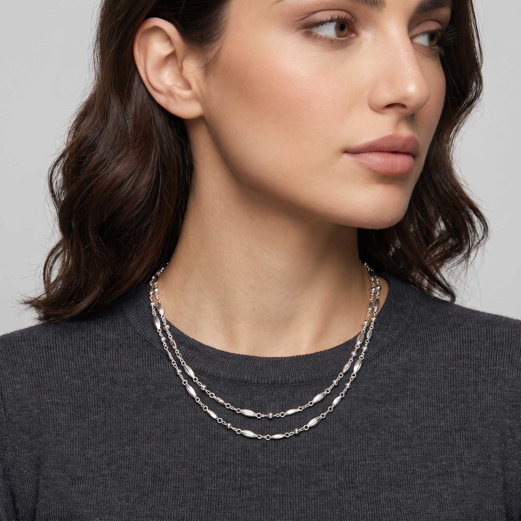 Silver Tone Necklace with Lobster Clasp Closure-women-watchesandjewellery-jewellery-necklacesandpendants-image-2