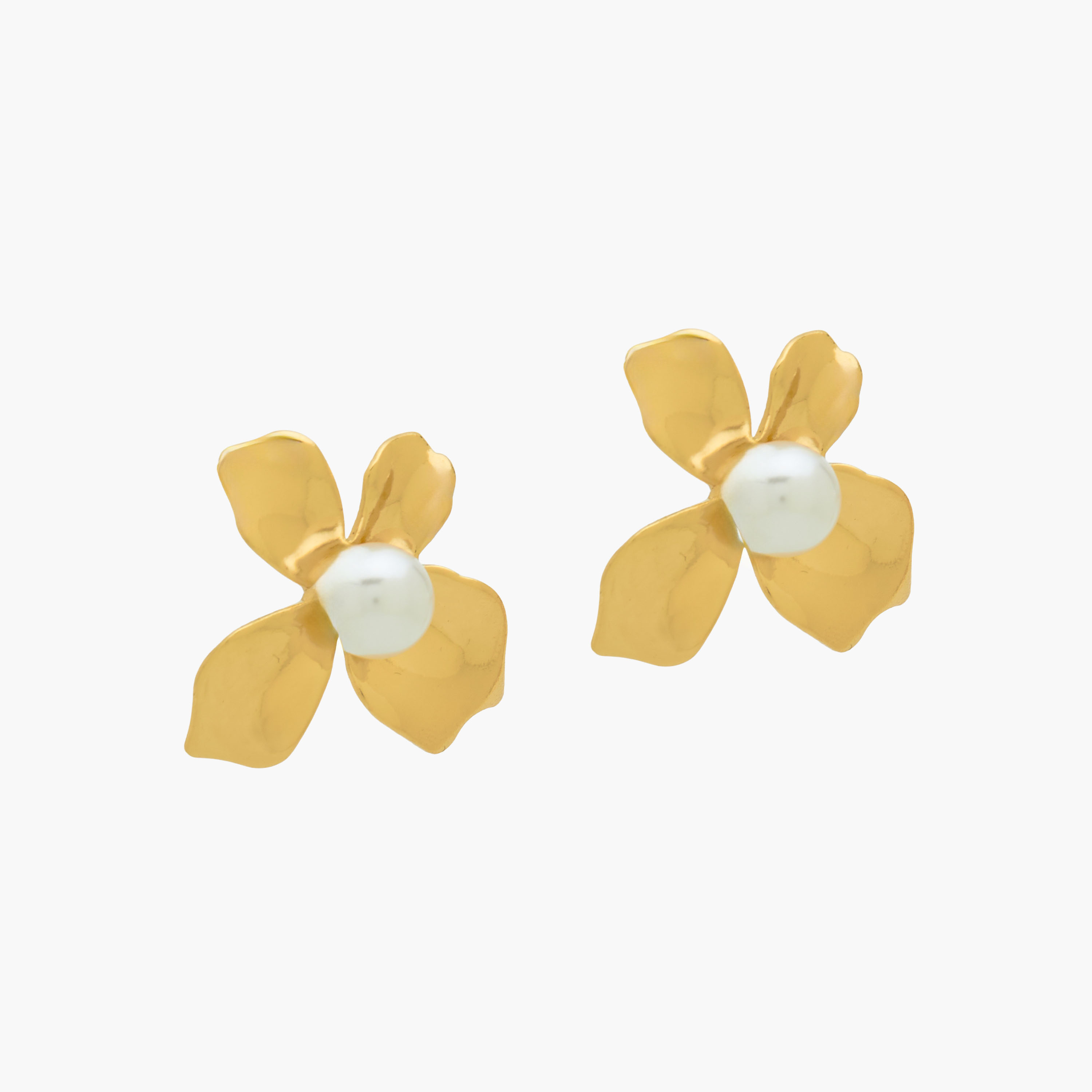 Pack of 2 Gold Tone Floral Stud Earrings with Pushback Closure-women-watchesandjewellery-jewellery-earrings-image-2
