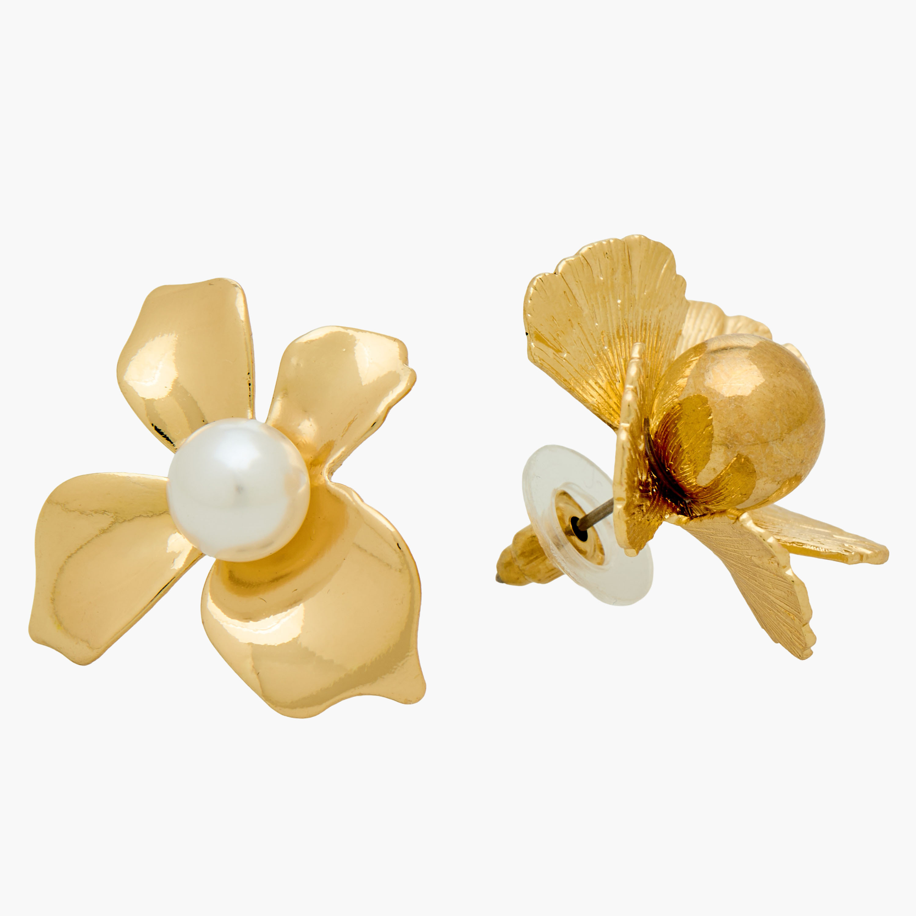 Pack of 2 Gold Tone Floral Stud Earrings with Pushback Closure-women-watchesandjewellery-jewellery-earrings-image-5