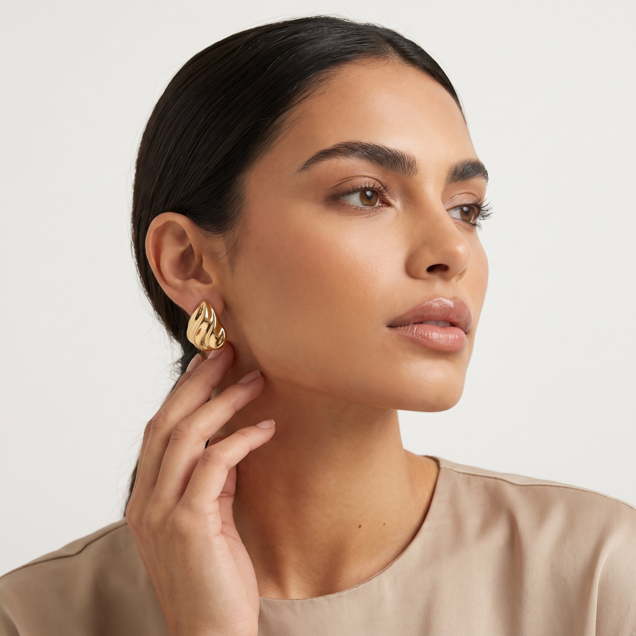 Pack of 2 Gold Tone Textured Stud Earrings with Pushback Closure-women-watchesandjewellery-jewellery-earrings-image-2