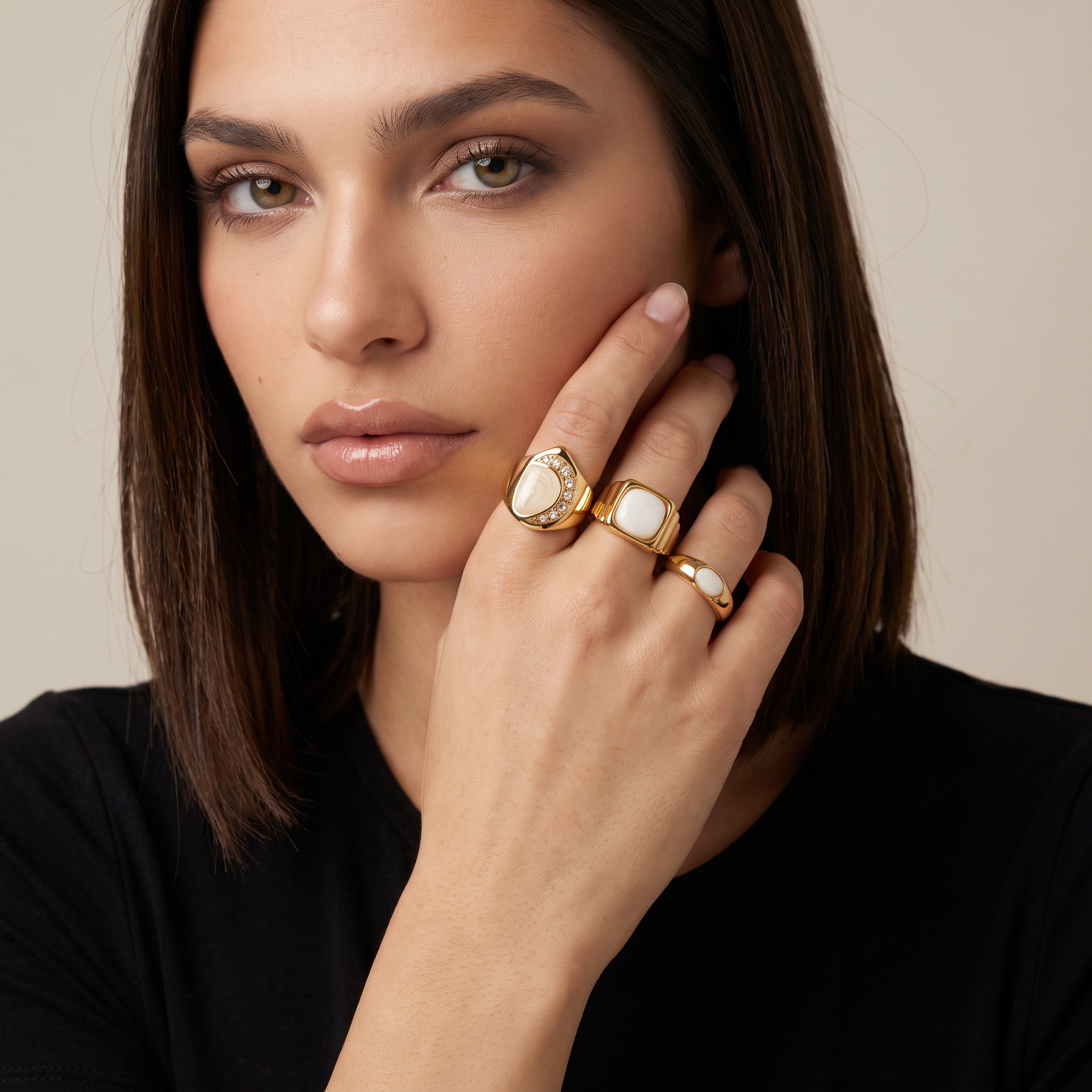 Set of 3 - Embellished Gold Tone Ring-women-watchesandjewellery-jewellery-rings-image-2