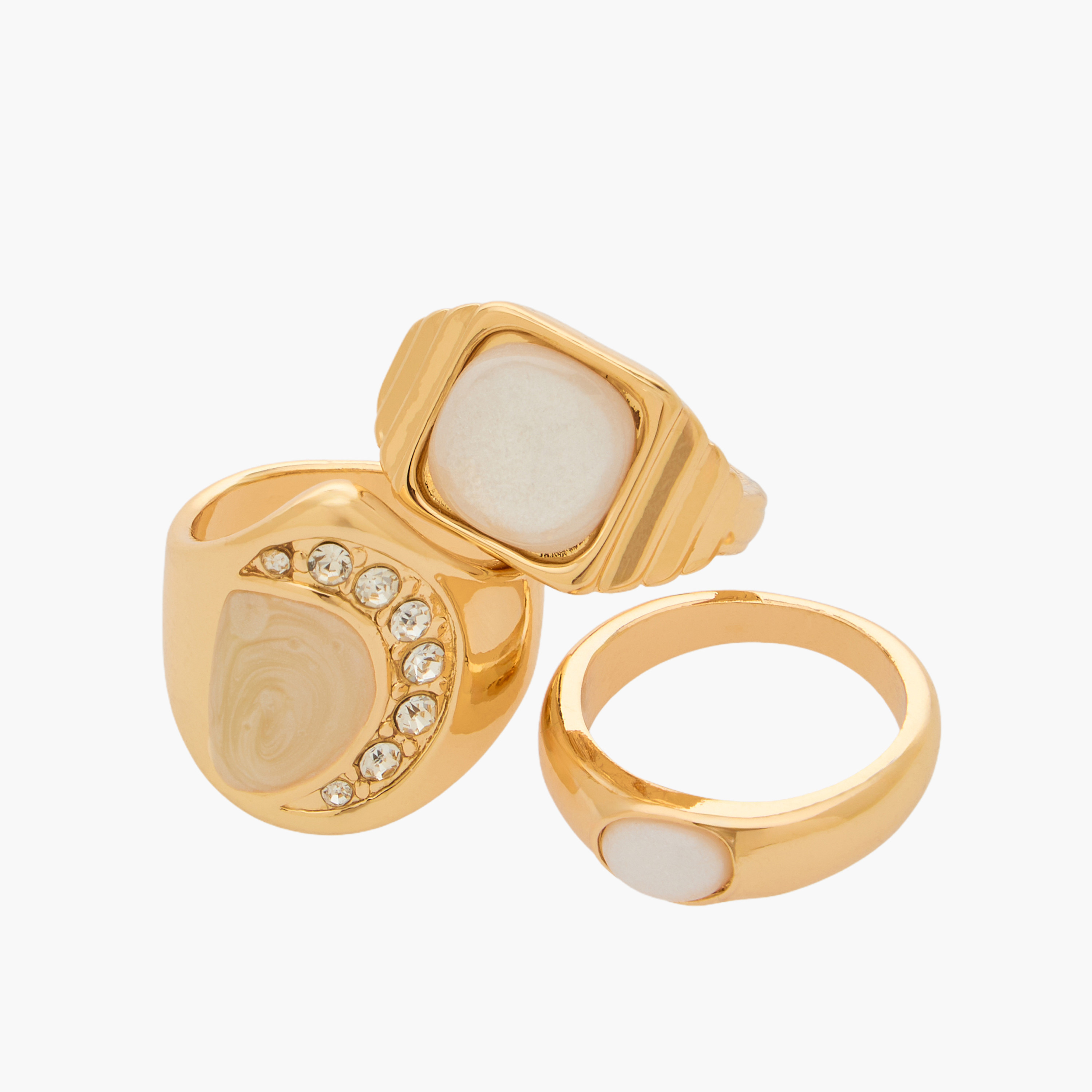 Set of 3 - Embellished Gold Tone Ring-women-watchesandjewellery-jewellery-rings-image-3