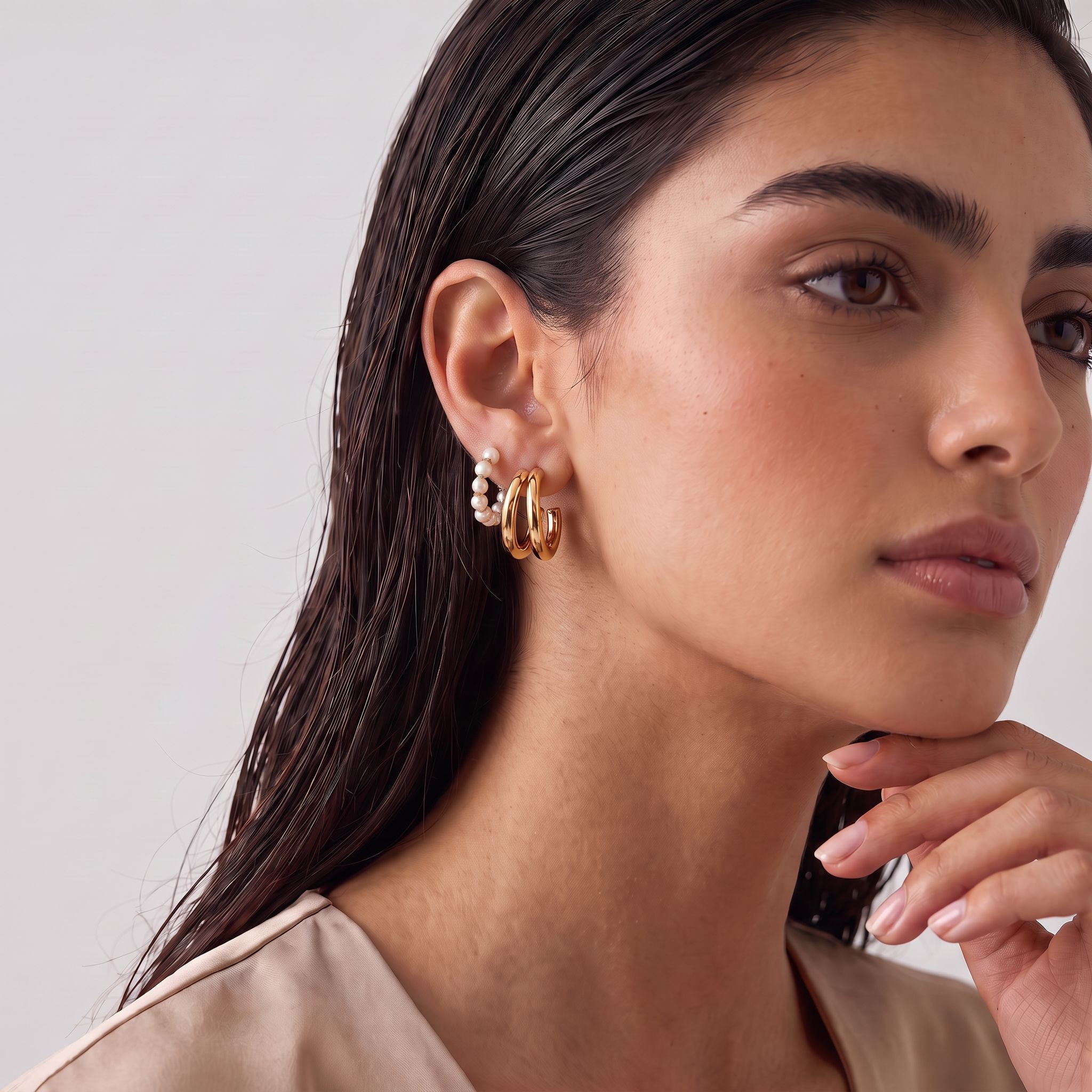 طقم أقراط ذهبية مزينة 6 أزواج-women-watchesandjewellery-jewellery-earrings-image-2