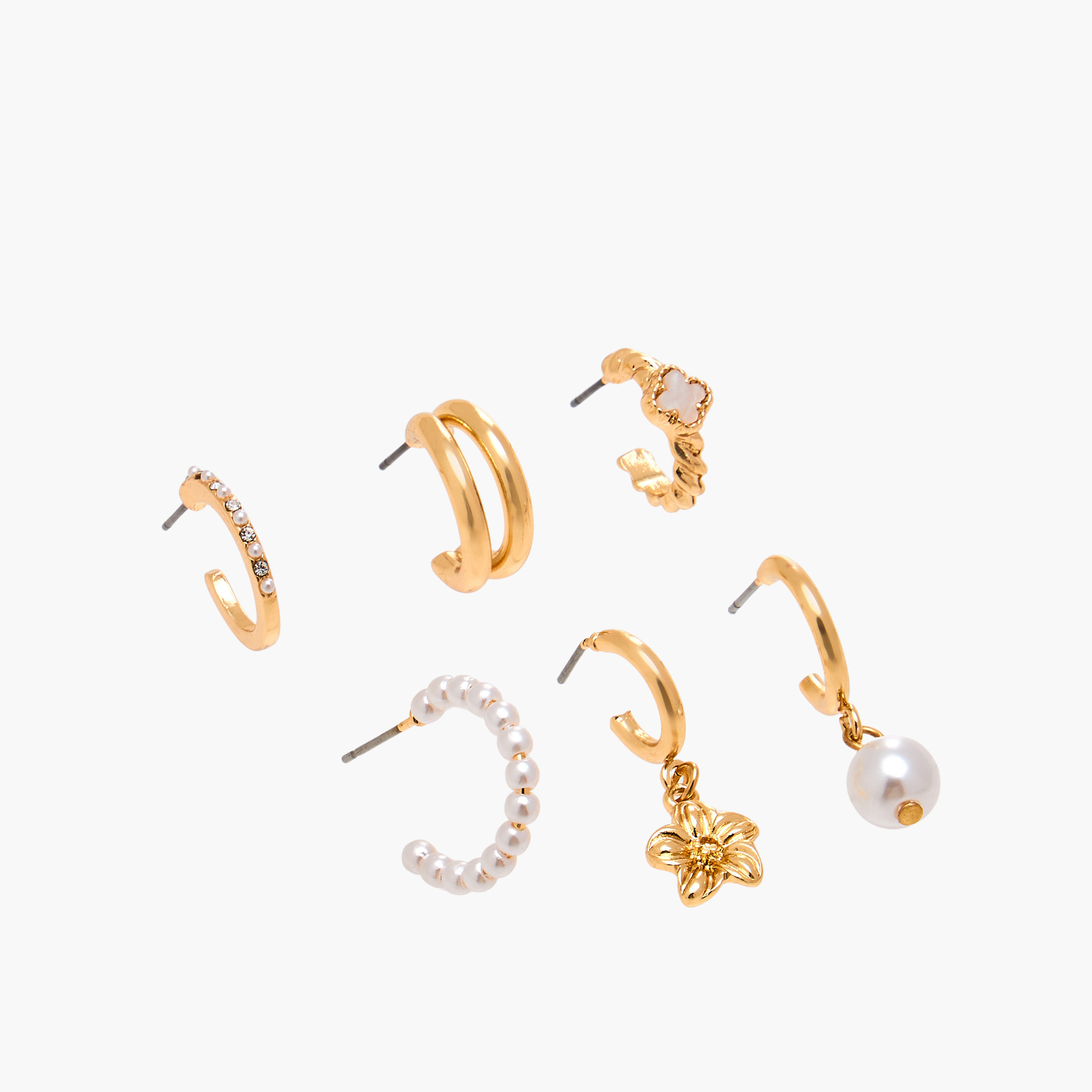 طقم أقراط ذهبية مزينة 6 أزواج-women-watchesandjewellery-jewellery-earrings-image-3