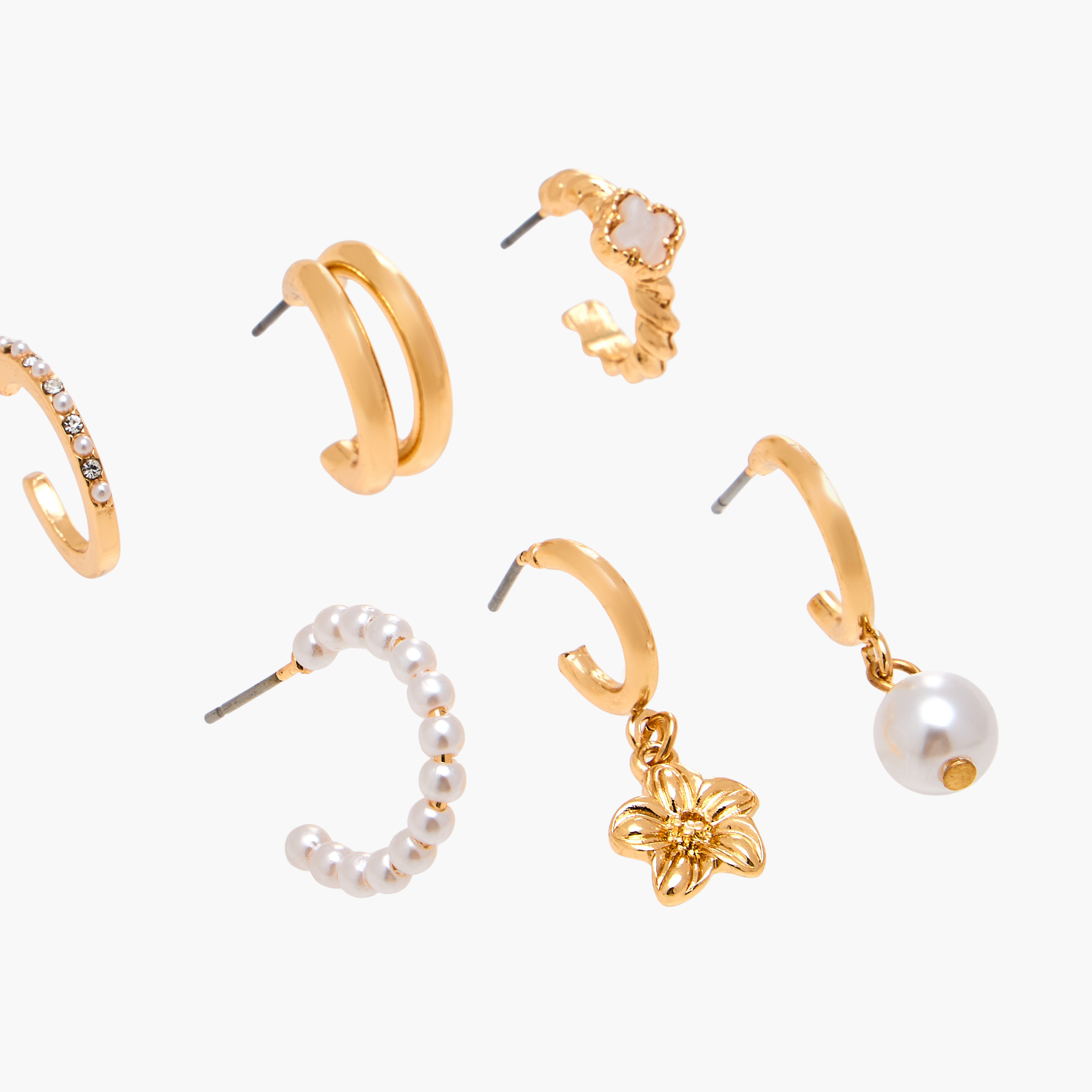 طقم أقراط ذهبية مزينة 6 أزواج-women-watchesandjewellery-jewellery-earrings-image-4