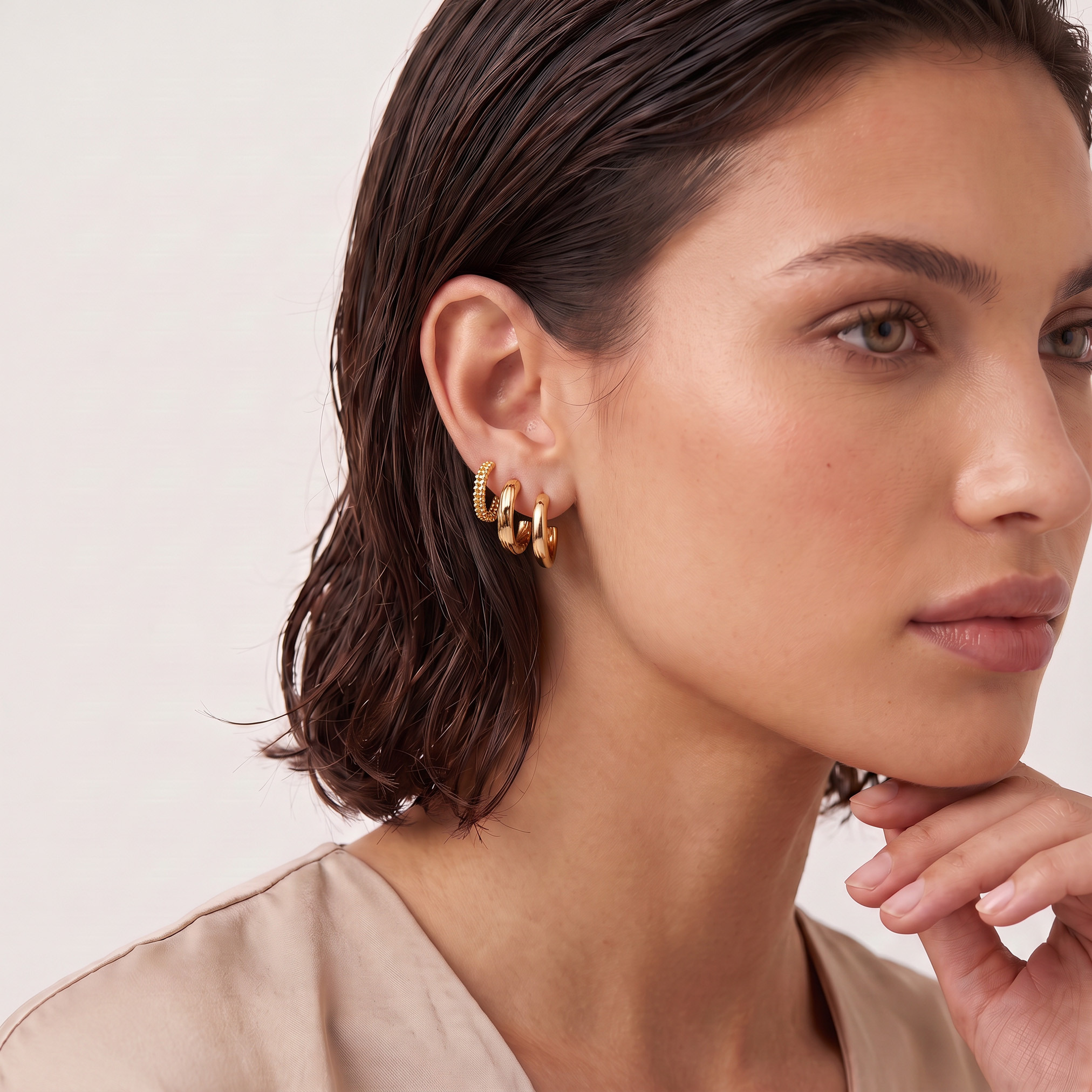 Pack of 6 Gold Tone Hoop Earrings with Pushback Closure-women-watchesandjewellery-jewellery-earrings-image-2