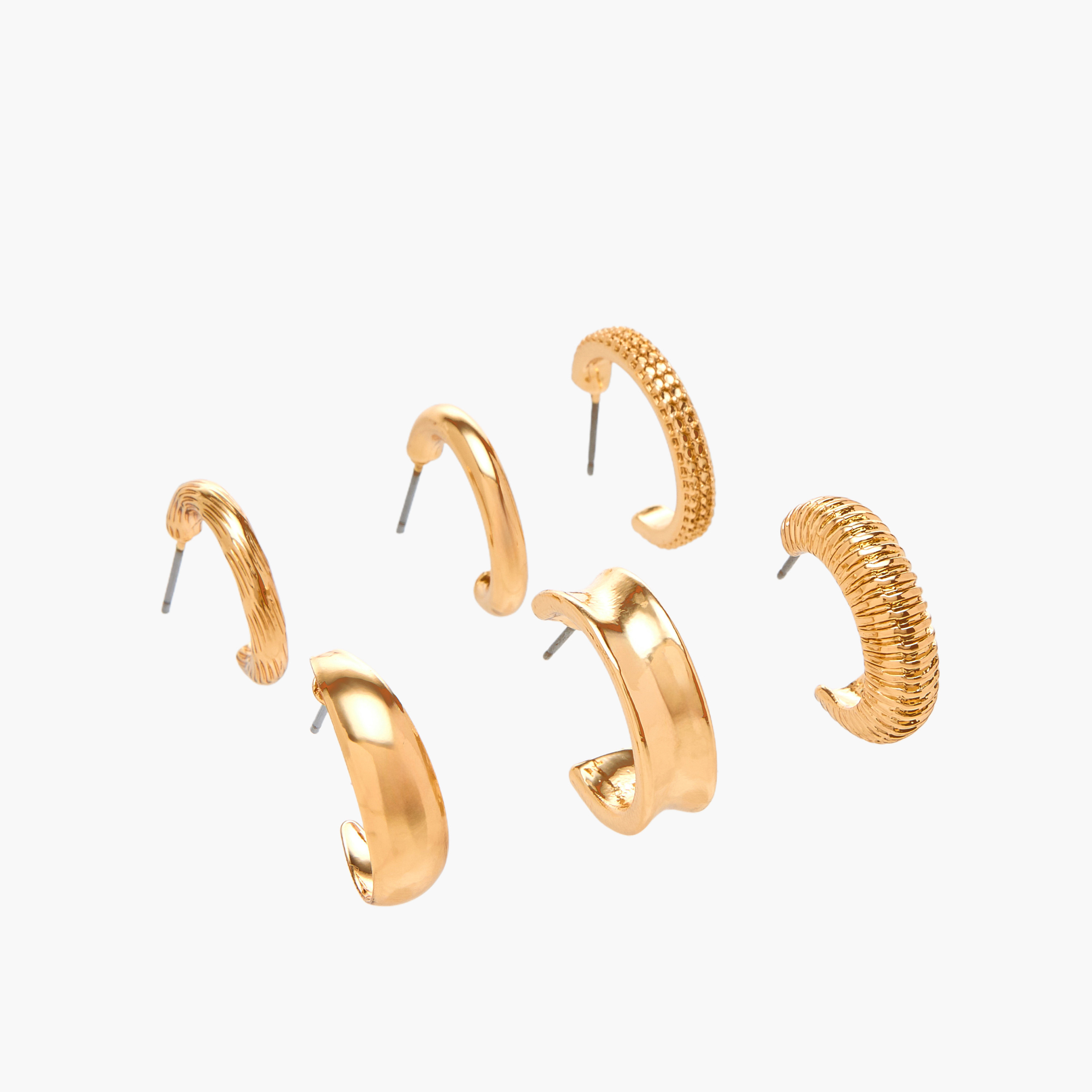 Pack of 6 Gold Tone Hoop Earrings with Pushback Closure-women-watchesandjewellery-jewellery-earrings-image-3