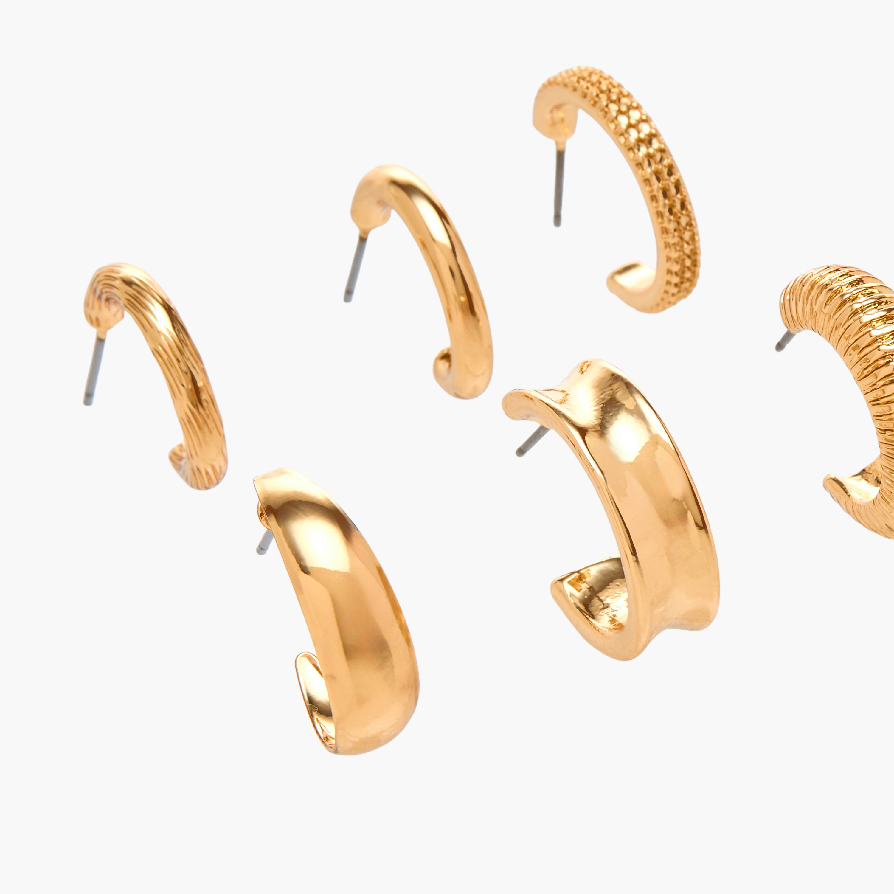 Pack of 6 Gold Tone Hoop Earrings with Pushback Closure-women-watchesandjewellery-jewellery-earrings-image-4