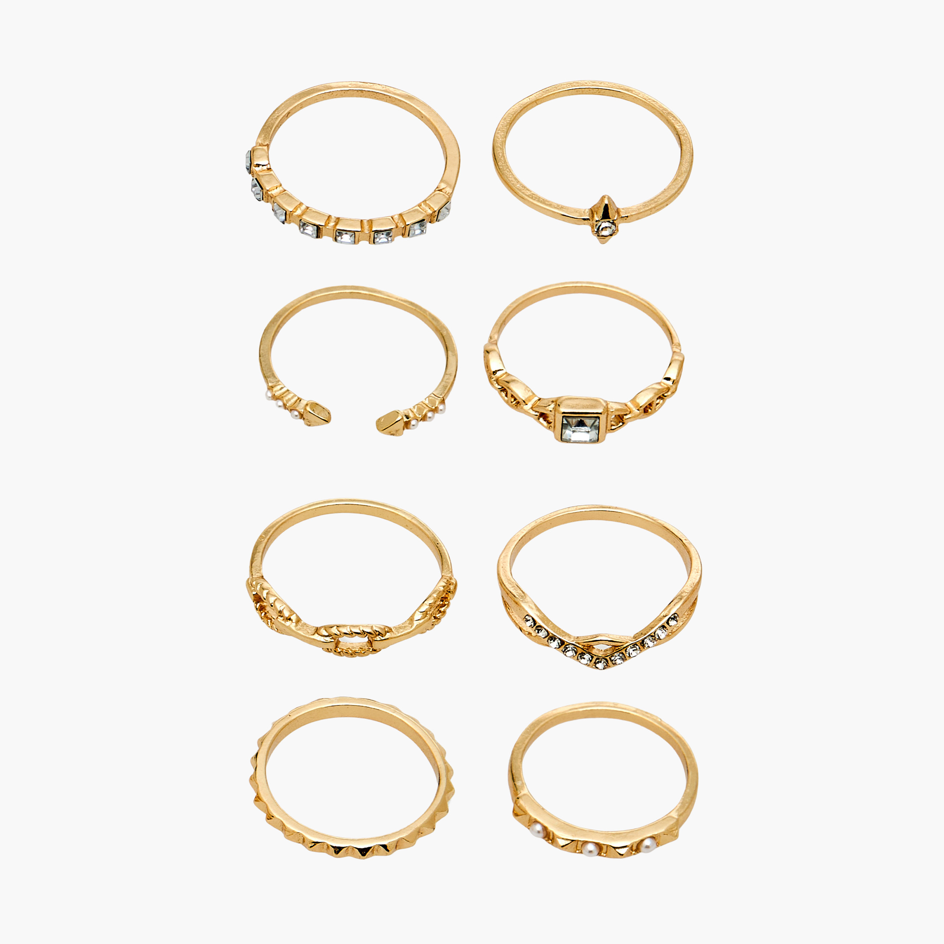 Set of 8 - Assorted Gold Tone Ring-women-watchesandjewellery-jewellery-rings-image-1