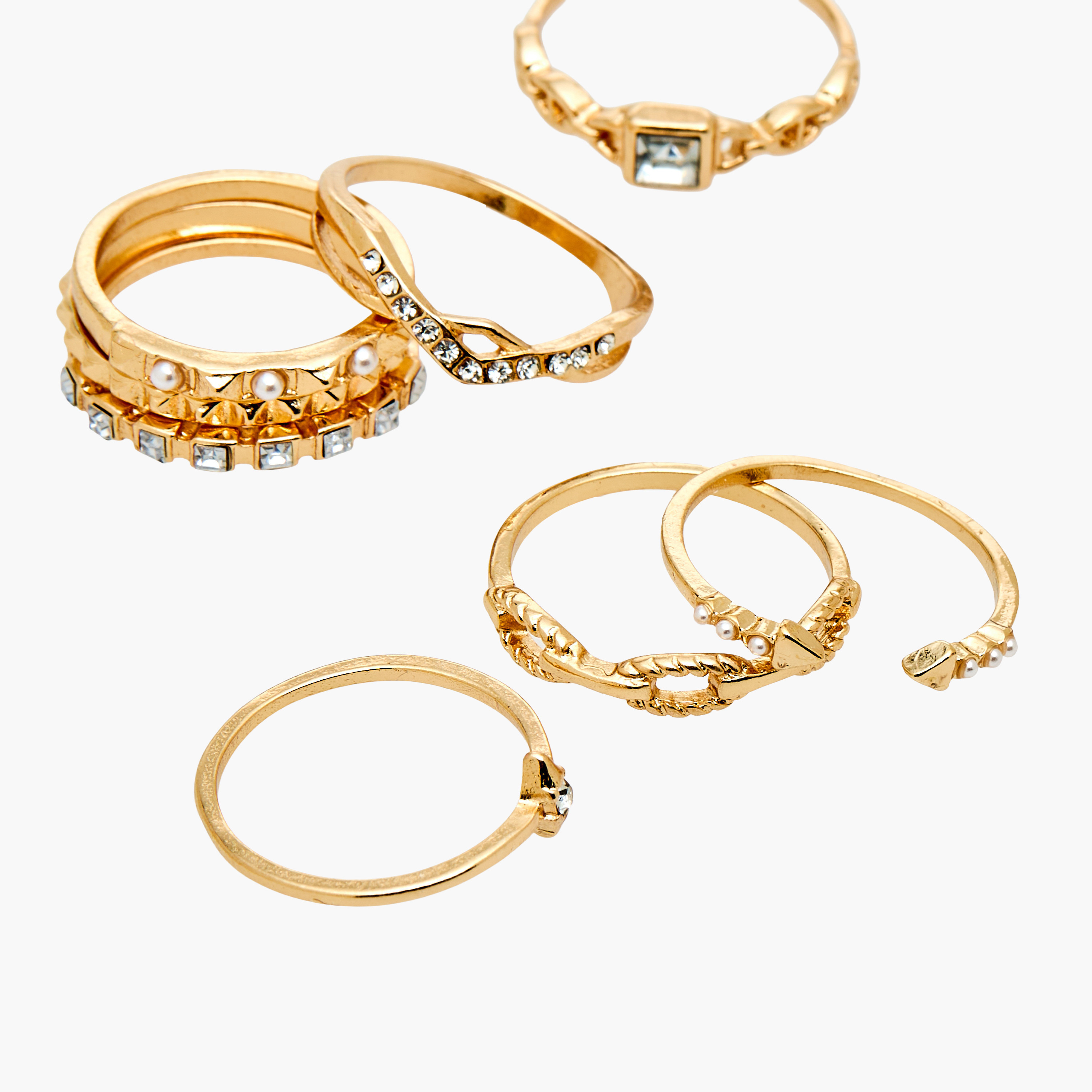 Set of 8 - Assorted Gold Tone Ring-women-watchesandjewellery-jewellery-rings-image-3