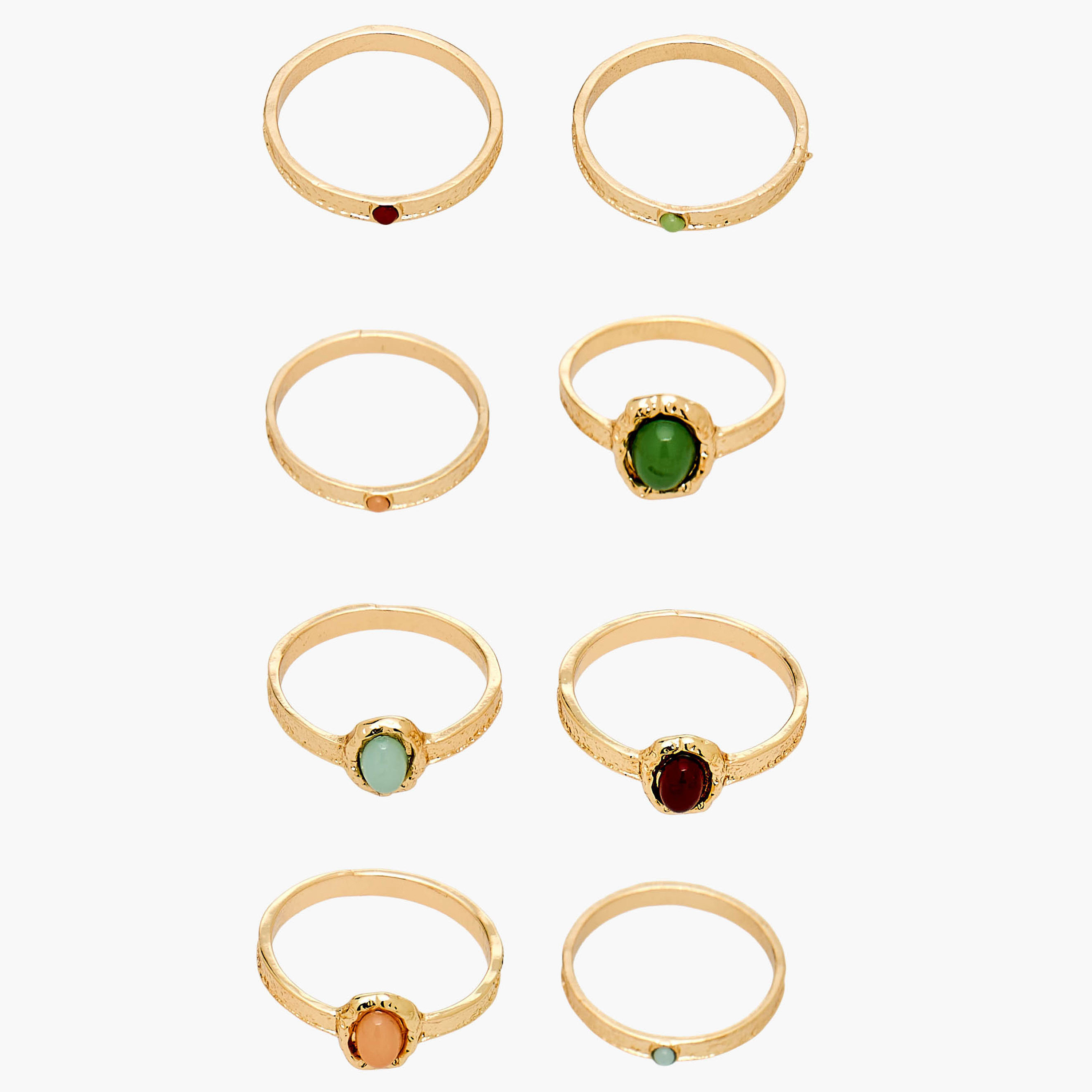 Set of 8 - Embellished Gold Tone Ring-women-watchesandjewellery-jewellery-rings-image-1