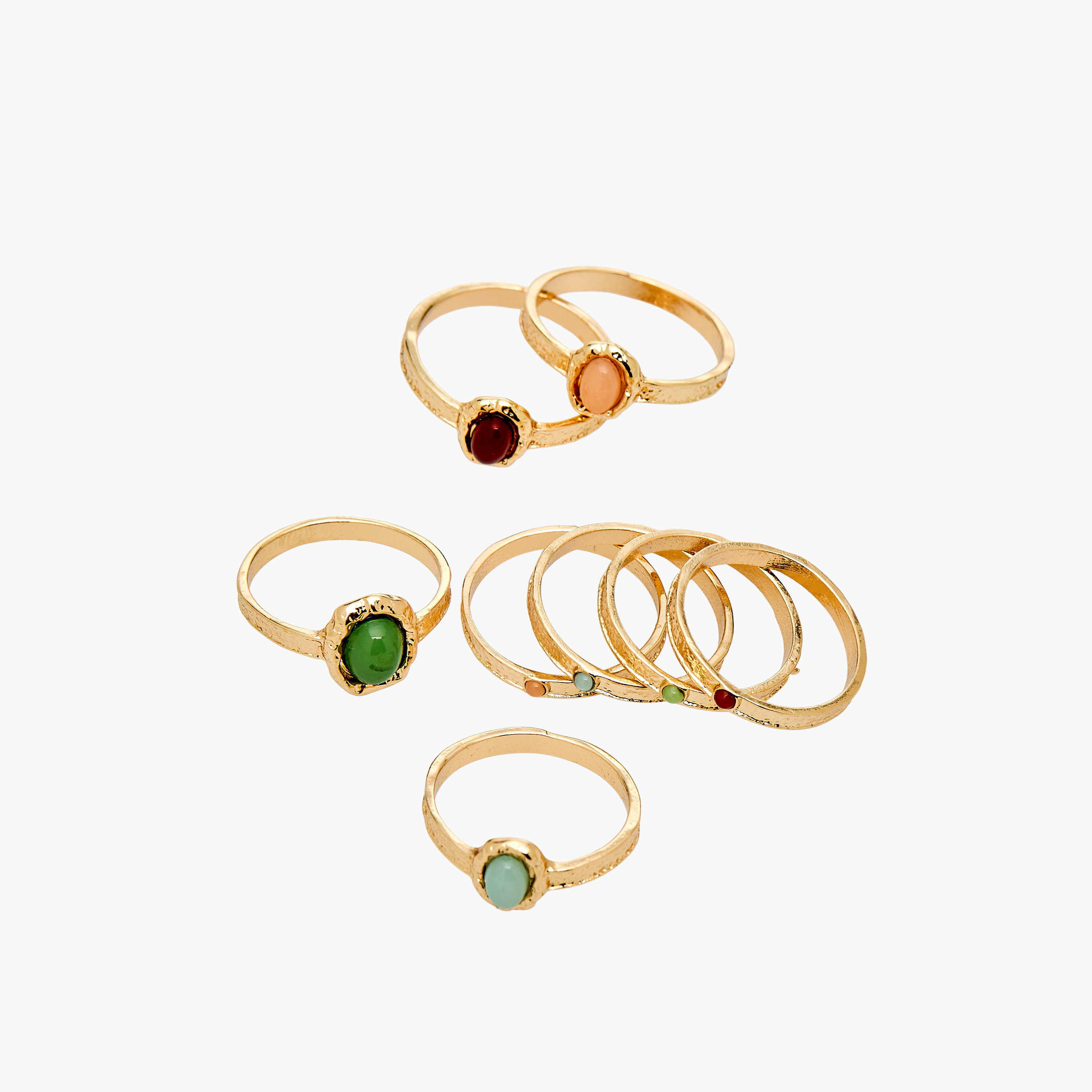 Set of 8 - Embellished Gold Tone Ring-women-watchesandjewellery-jewellery-rings-image-3