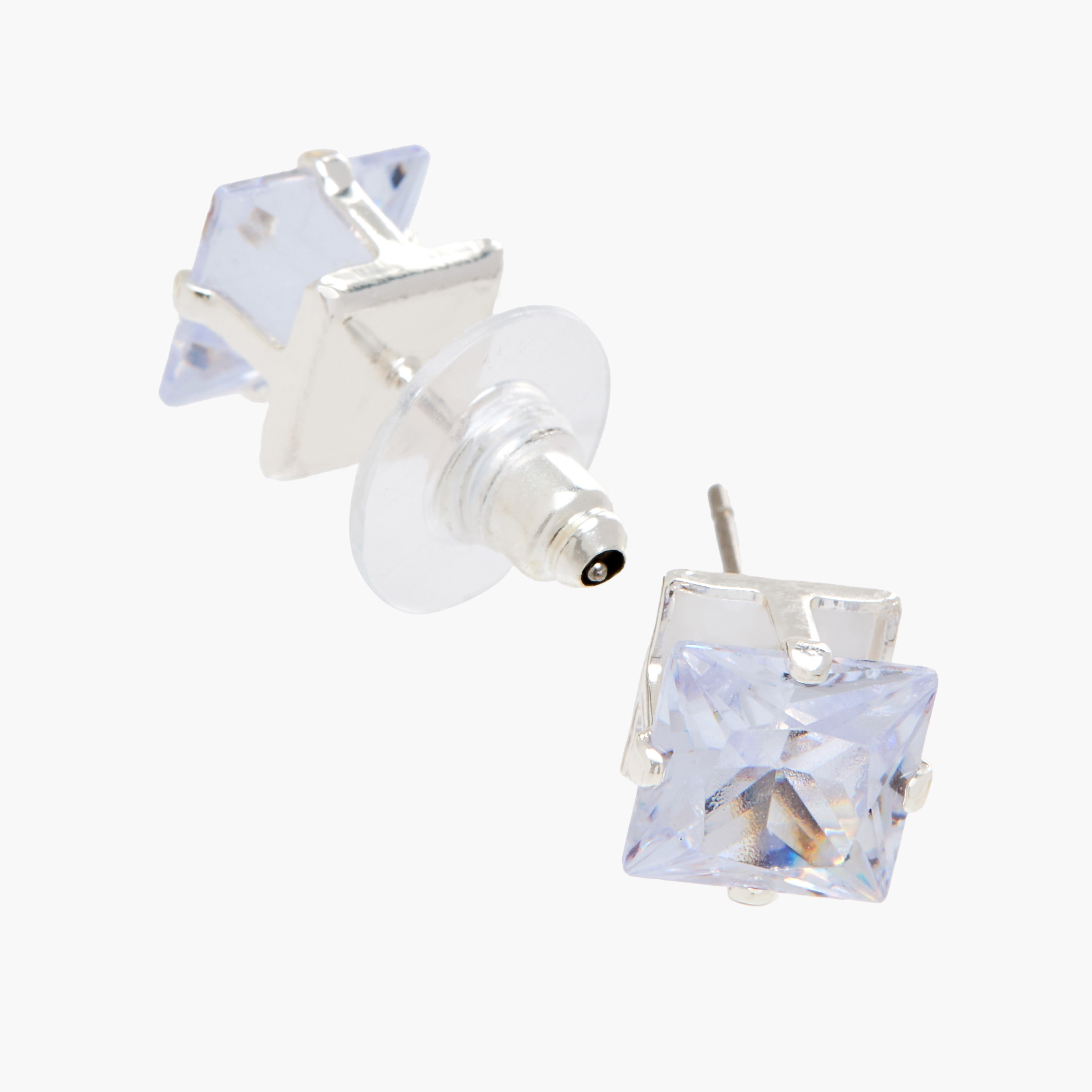 Pack of 9 Silver Tone Assorted Stud Earrings with Pushback Closure-women-watchesandjewellery-jewellery-earrings-image-5