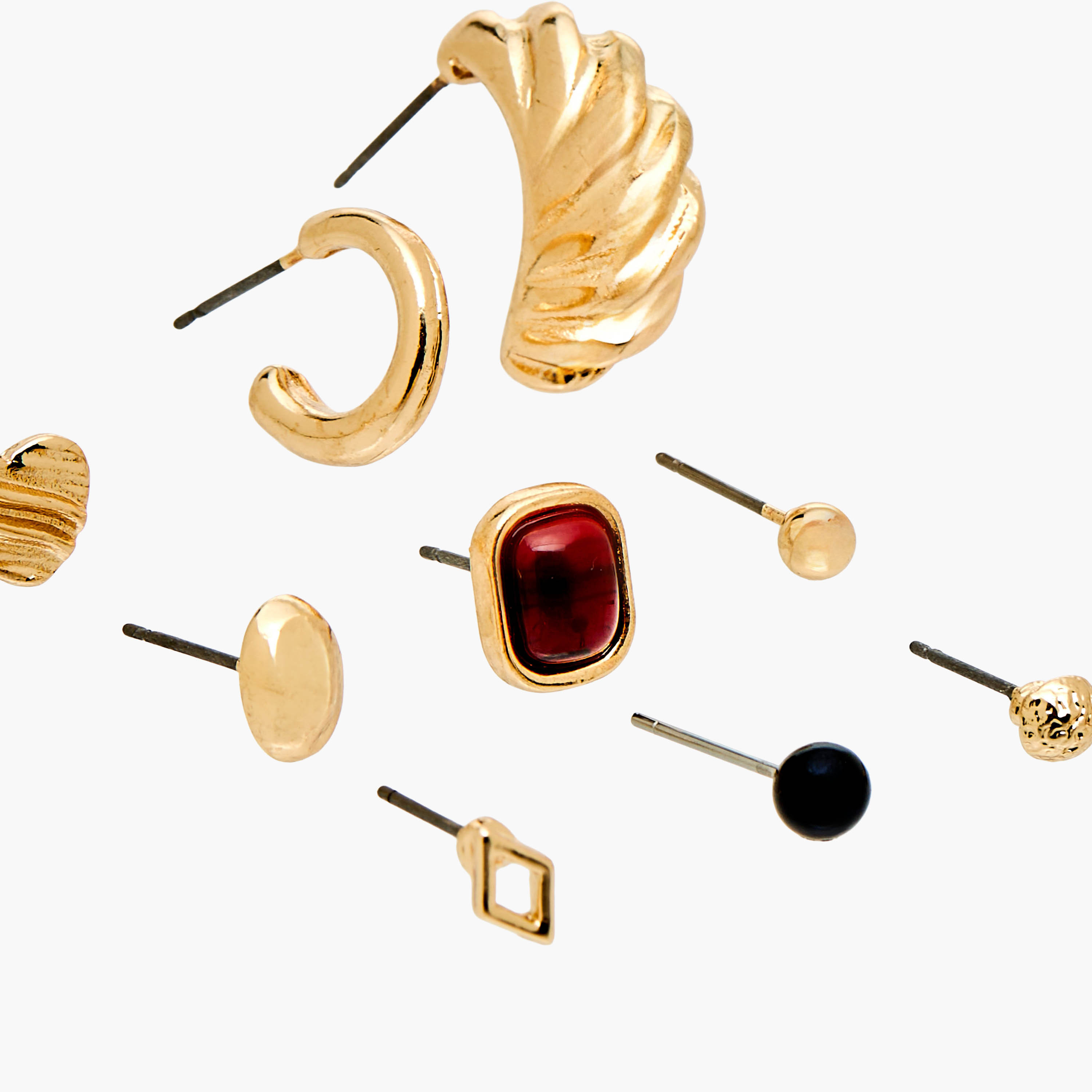 Pack of 9 Gold Tone Assorted Earrings with Pushback Closure-women-watchesandjewellery-jewellery-earrings-image-4