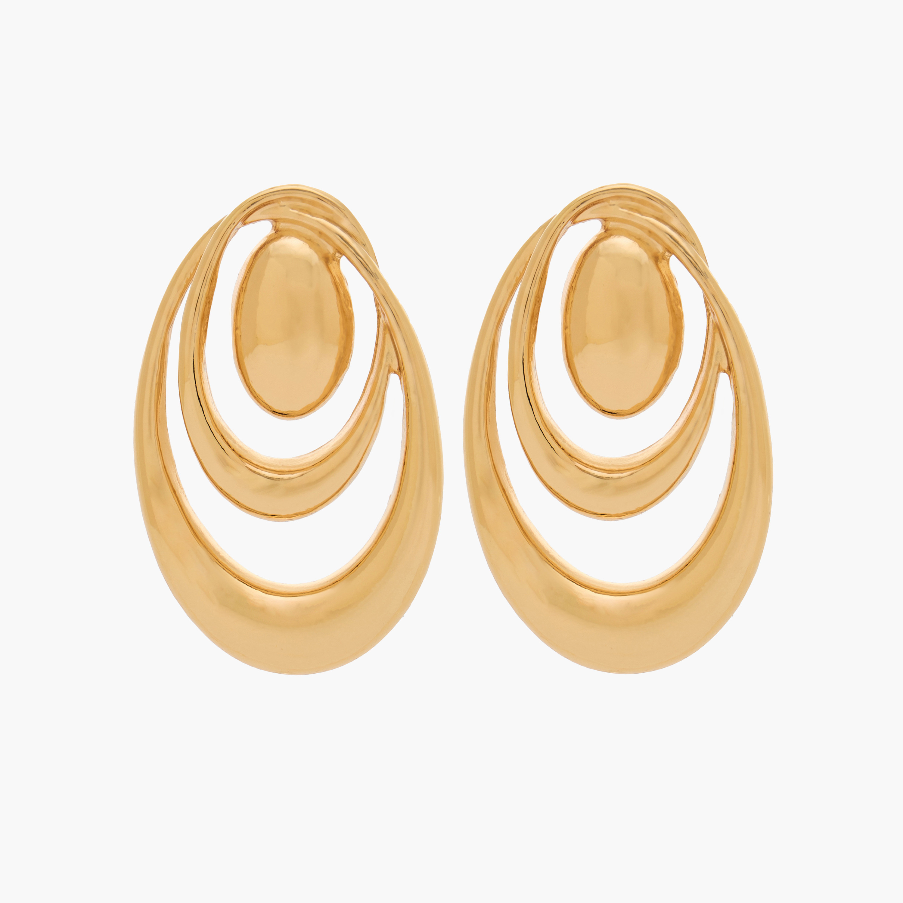Gold Tone Disc Earrings with Pushback Closure-women-watchesandjewellery-jewellery-earrings-image-1