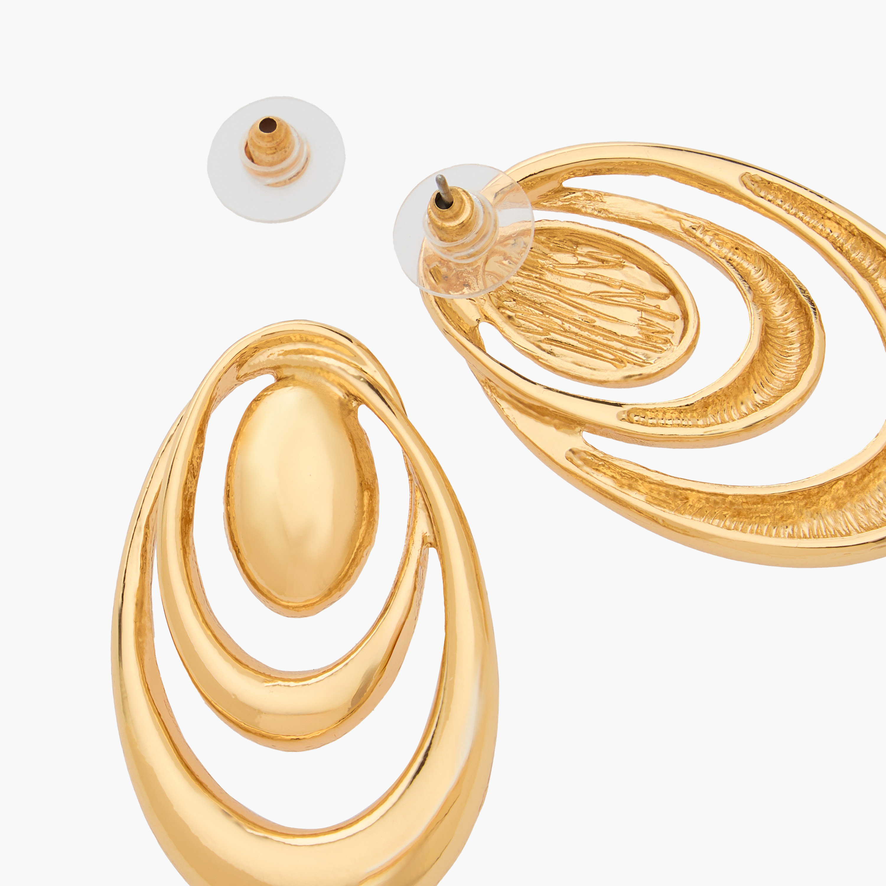 Gold Tone Disc Earrings with Pushback Closure-women-watchesandjewellery-jewellery-earrings-image-5