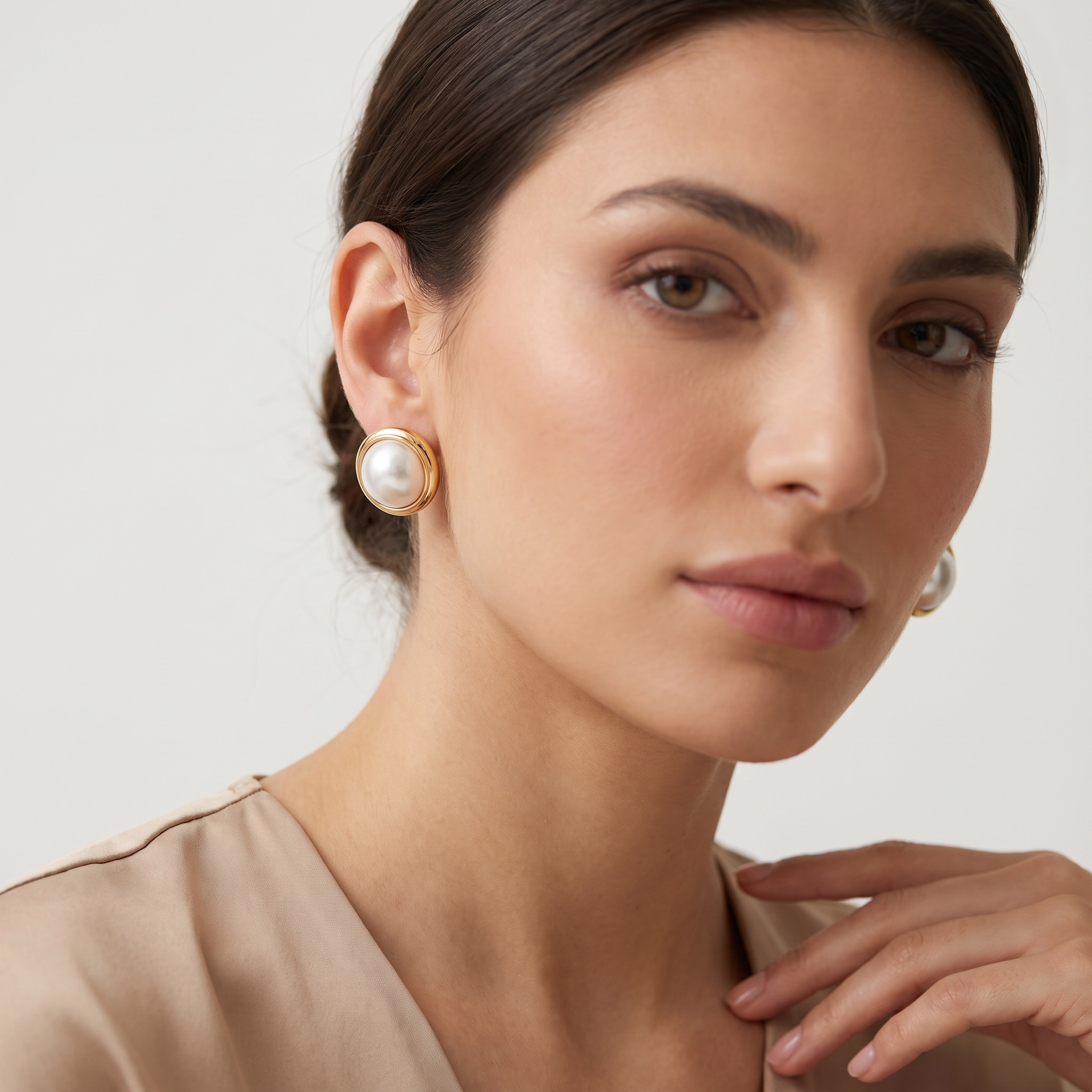 Gold Tone Embellished Stud Earrings with Pushback Closure-women-watchesandjewellery-jewellery-earrings-image-2