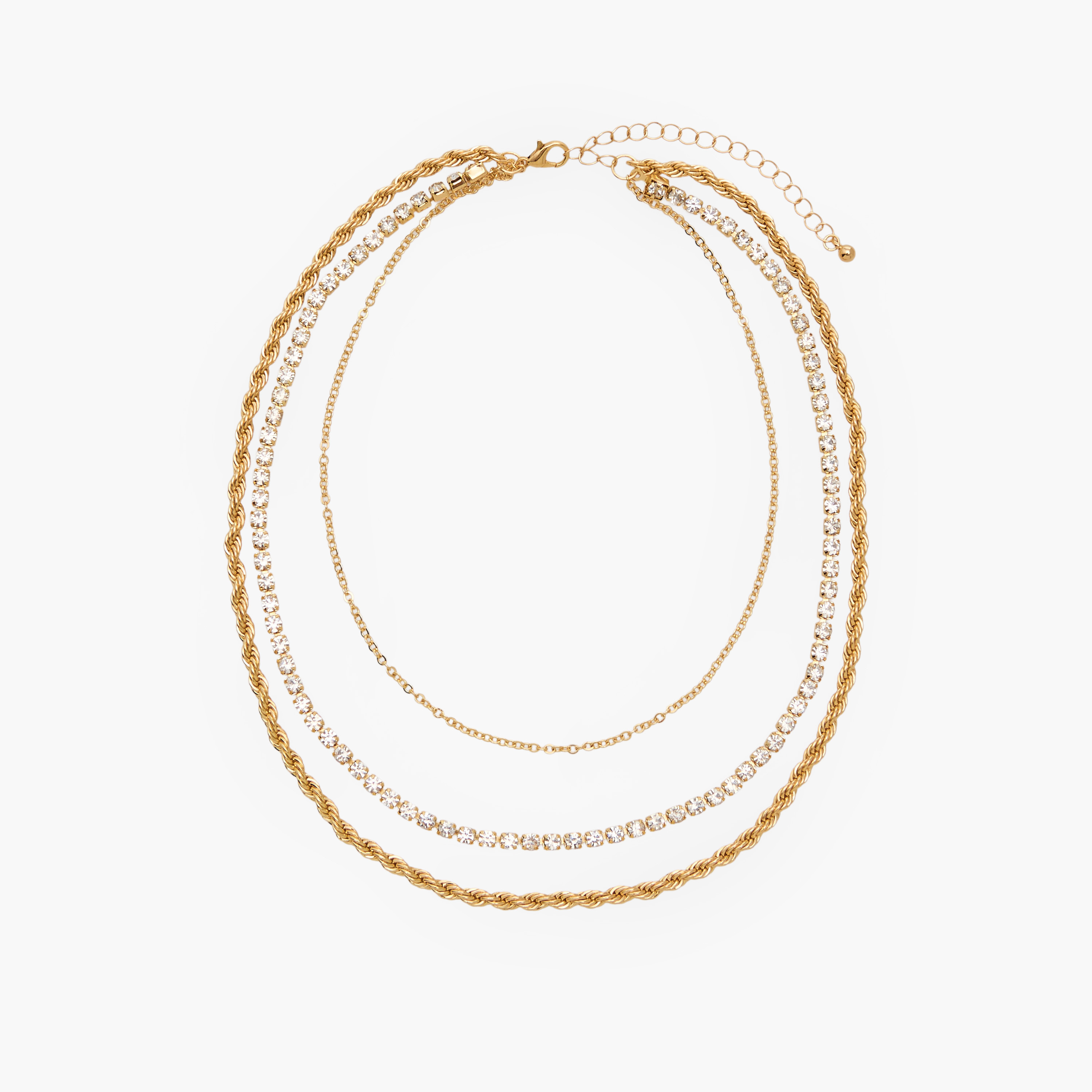 Gold Tone Necklace with Layered Design-women-watchesandjewellery-jewellery-necklacesandpendants-image-1