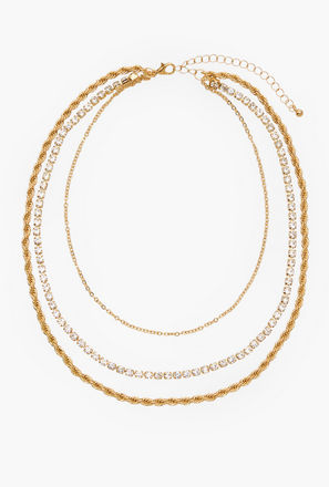 Gold Tone Necklace with Layered Design-women-watchesandjewellery-jewellery-necklacesandpendants-image-1