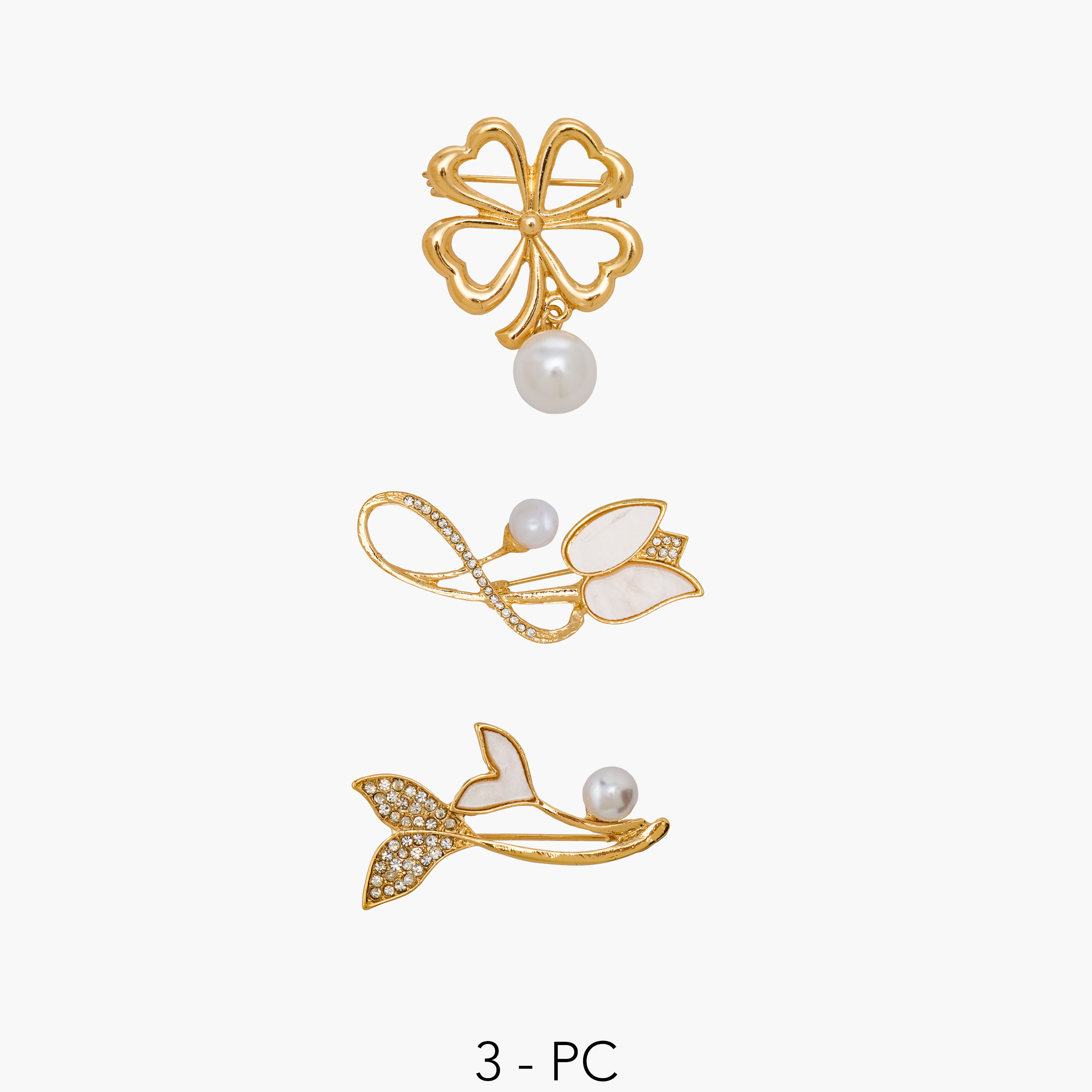 طقم من 3 - بروش مزين بلون ذهبي-women-clothingaccessories-novelties-image-1