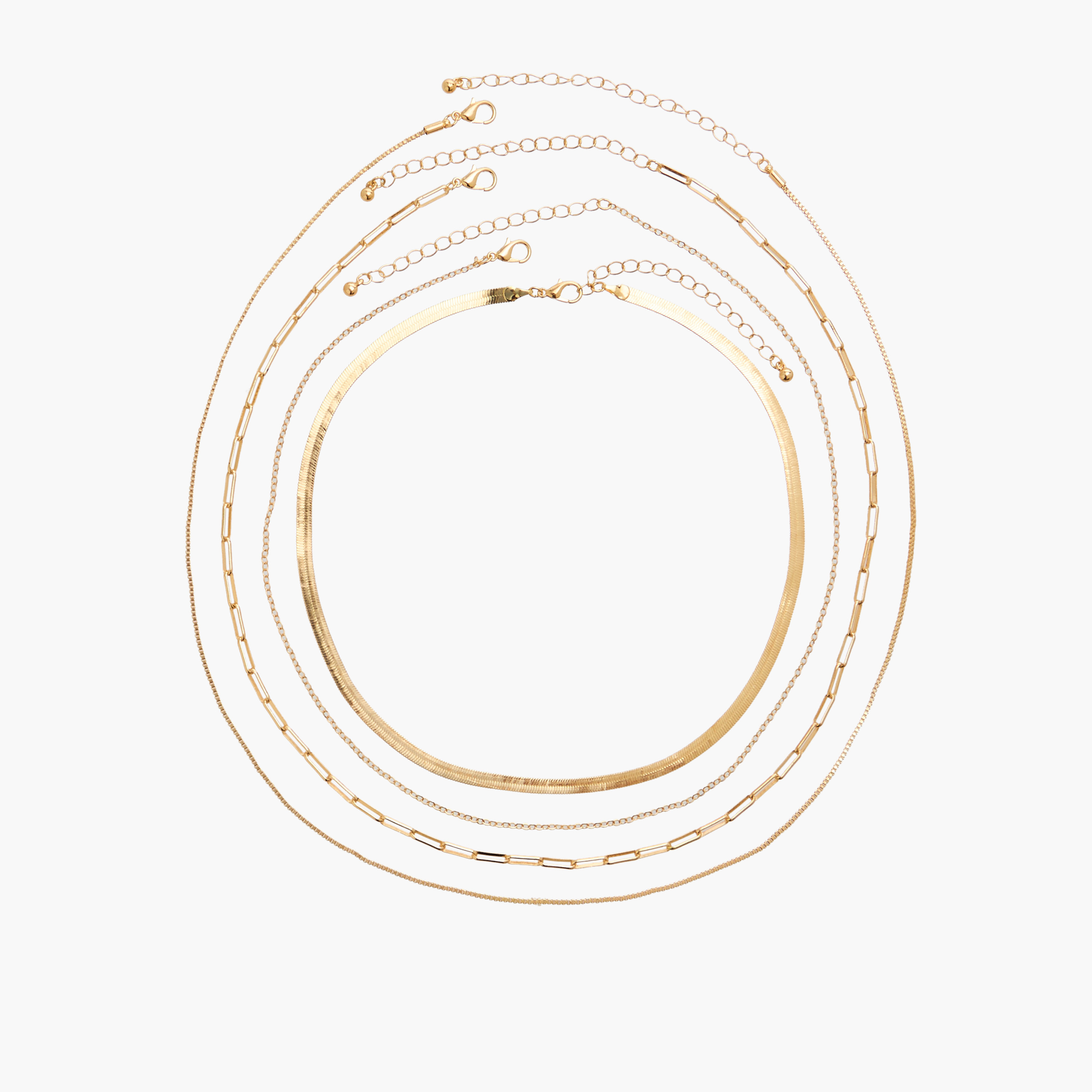 Set of 4 - Gold Tone Necklace with Lobster Clasp-women-watchesandjewellery-jewellery-necklacesandpendants-image-1