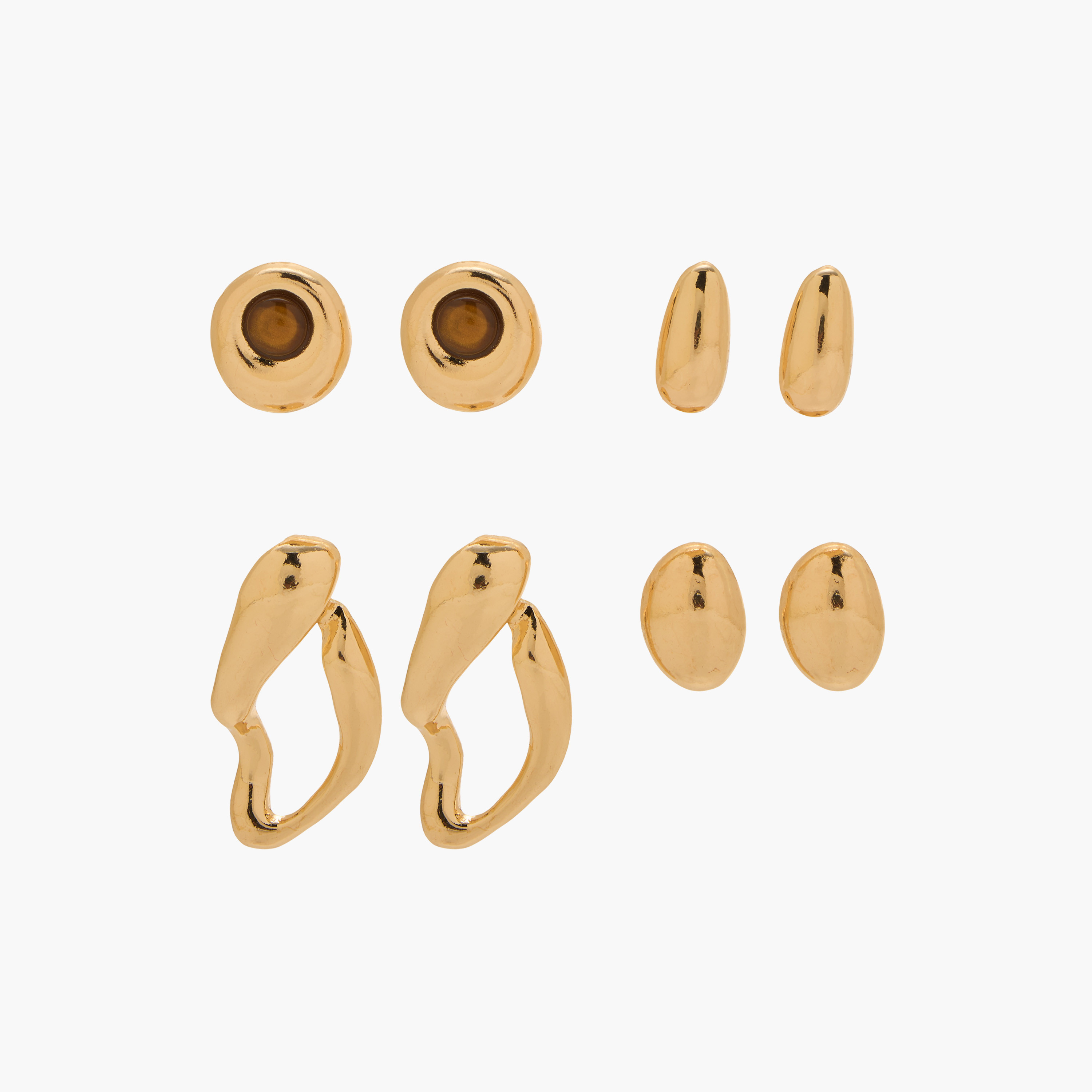 Pack of 4 Gold Tone Assorted Earrings with Pushback Closure-women-watchesandjewellery-jewellery-earrings-image-1