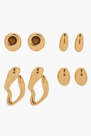 Pack of 4 Gold Tone Assorted Earrings with Pushback Closure-women-image-1