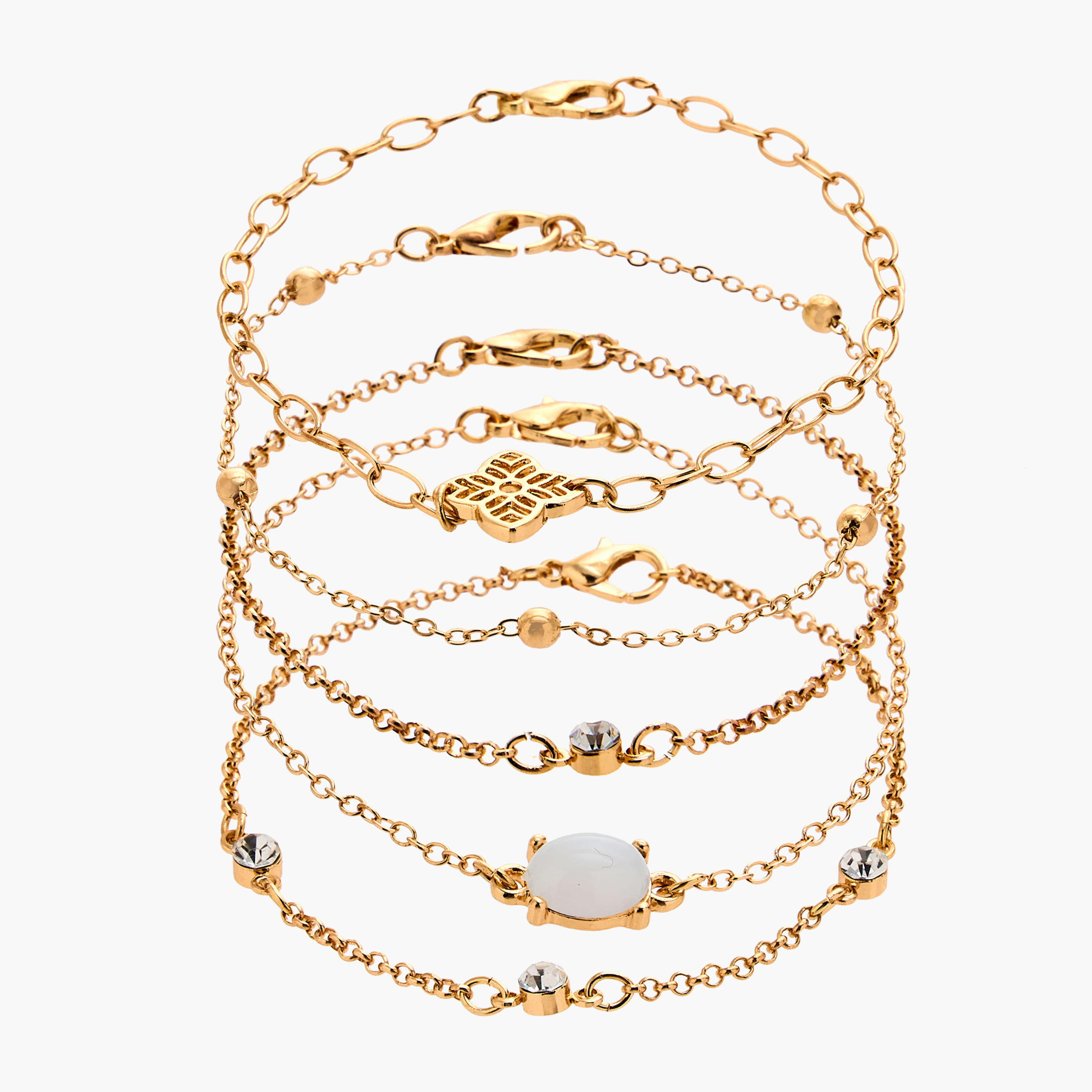 Pack of 5 Gold Tone Assorted Bracelet-women-watchesandjewellery-jewellery-banglesandbracelets-image-1