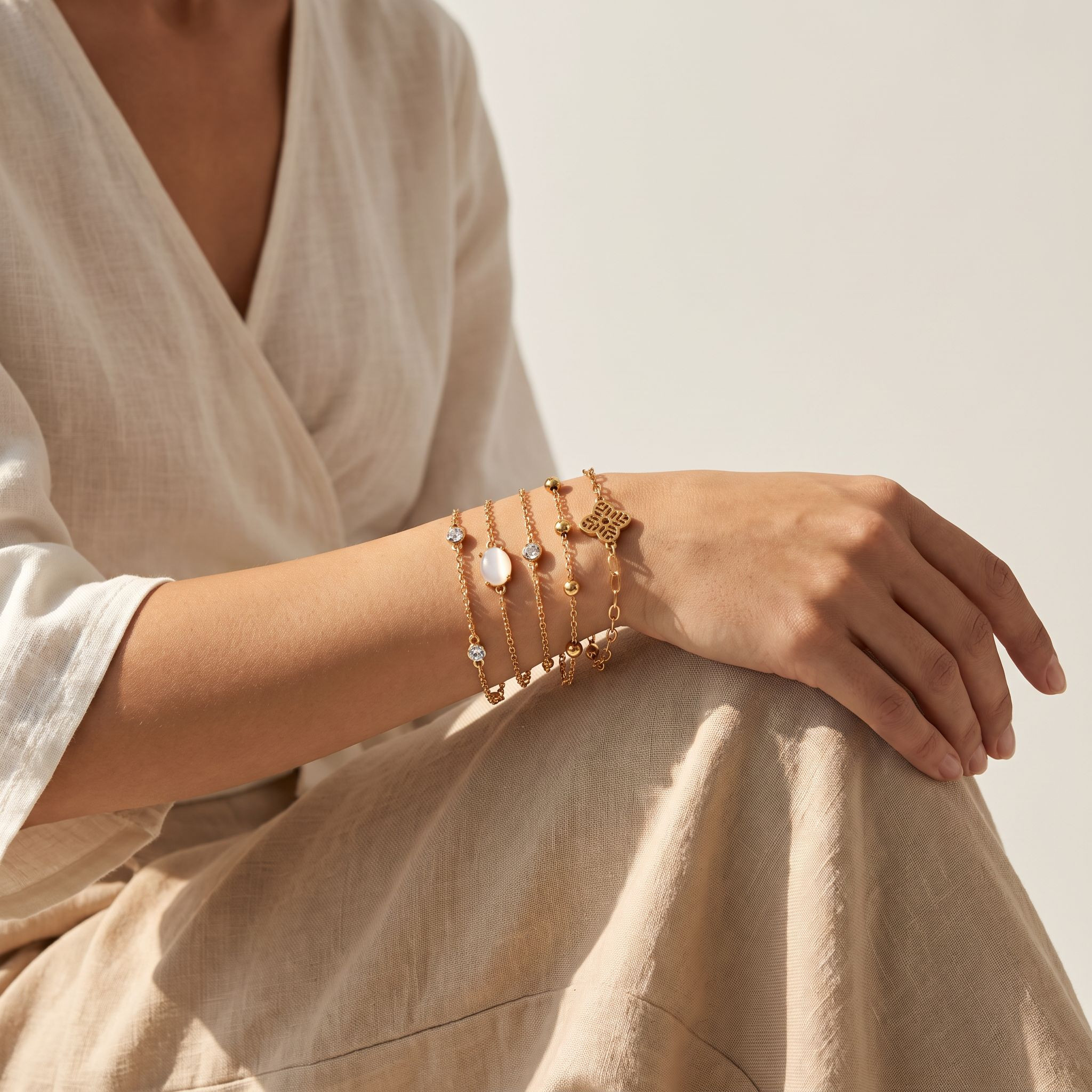 Pack of 5 Gold Tone Assorted Bracelet-women-watchesandjewellery-jewellery-banglesandbracelets-image-2